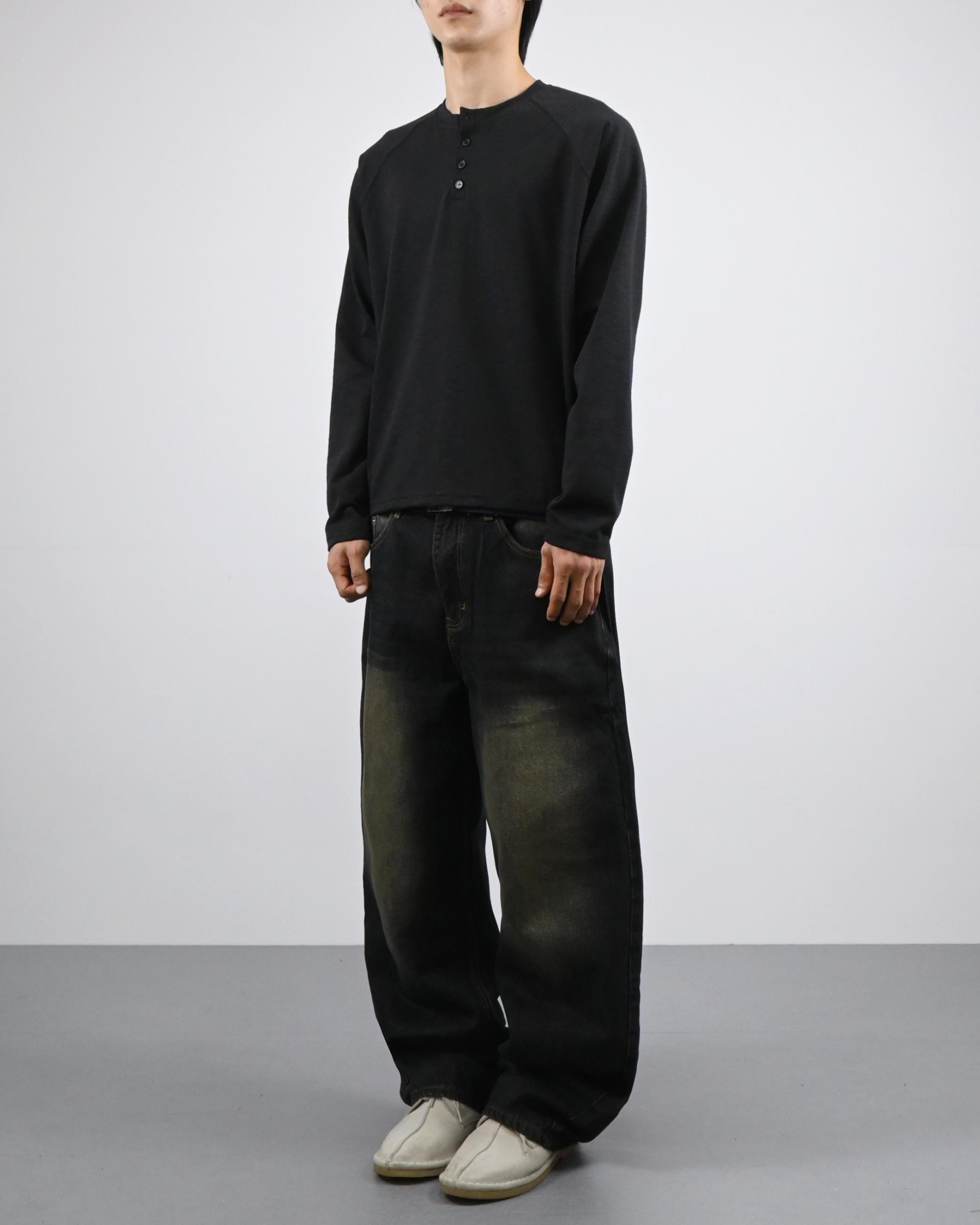 oil vintage curved denim pants