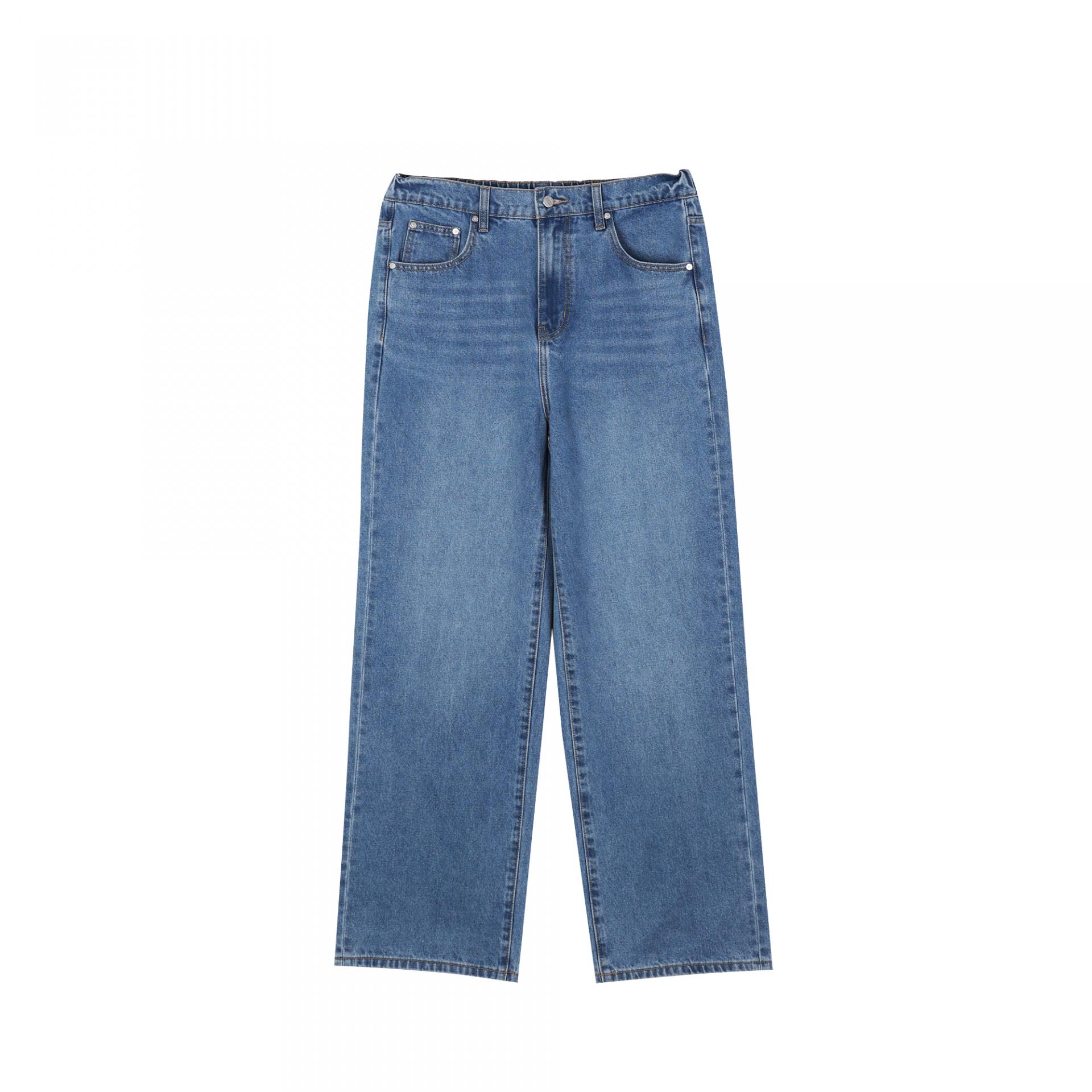 tapered banding denim pants