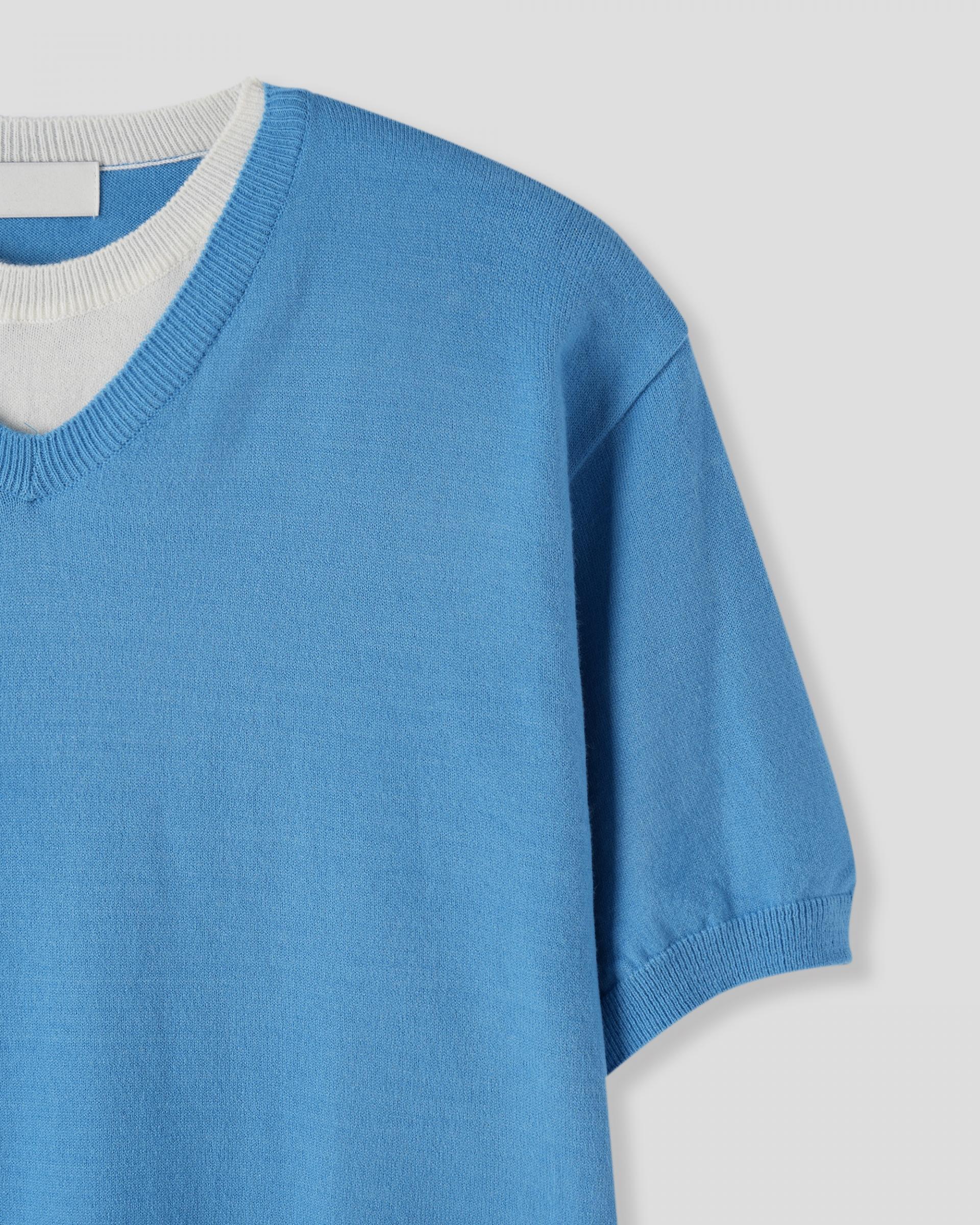 v-neck layered half knit
