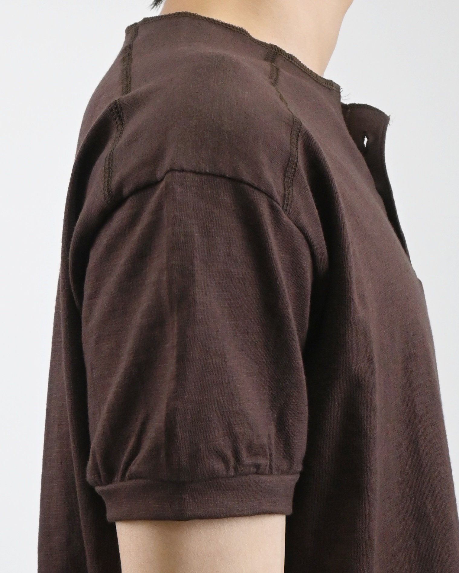 stitch henley neck half t-shirt