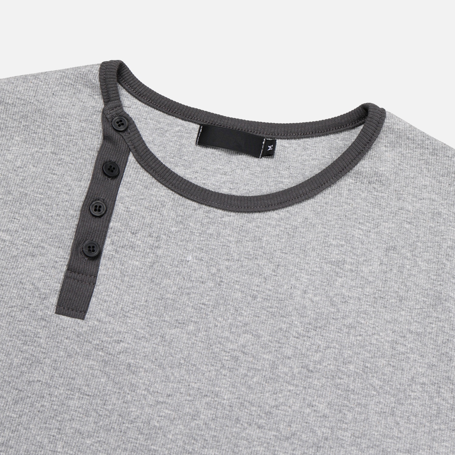 offset henley neck ringer half t-shirt