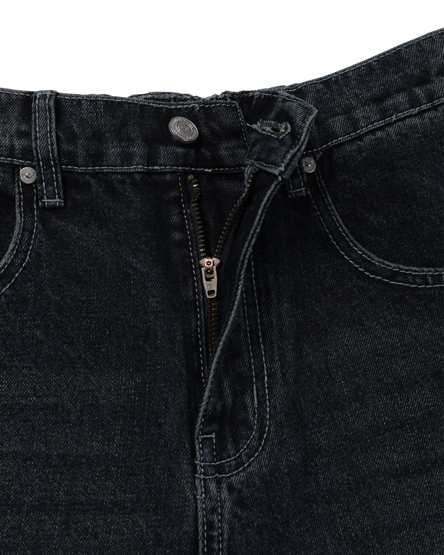 dart curved denim pants (dark blue)