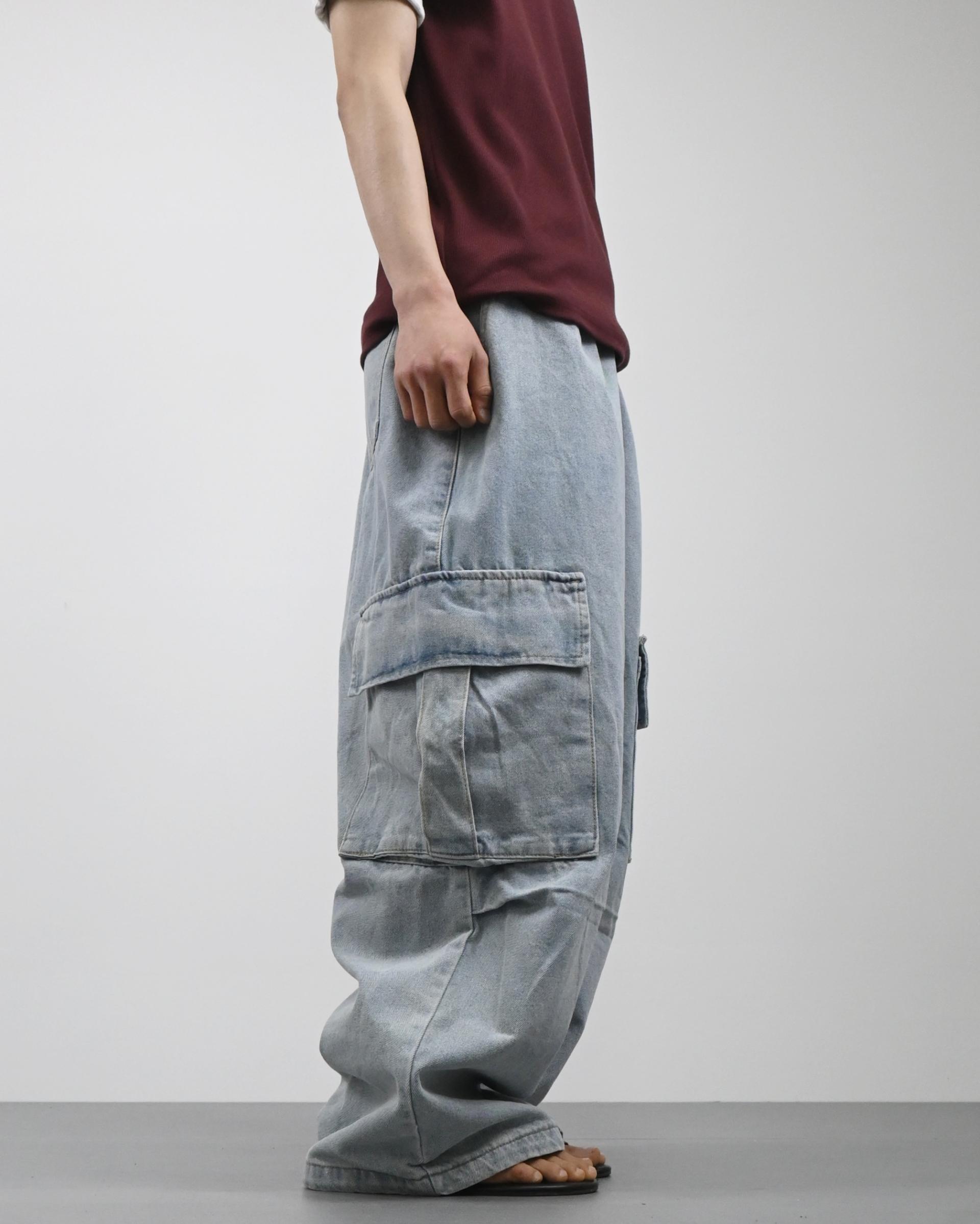 banding big cargo denim pants