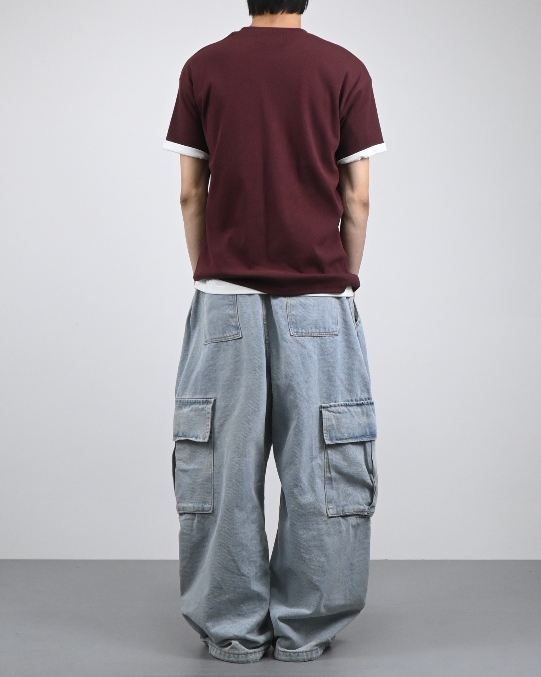 banding big cargo denim pants