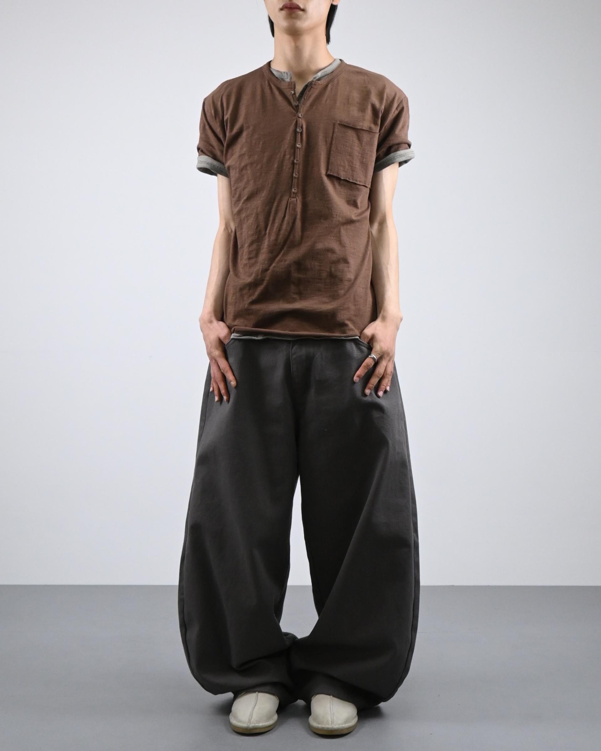 slub henley neck half t-shirt