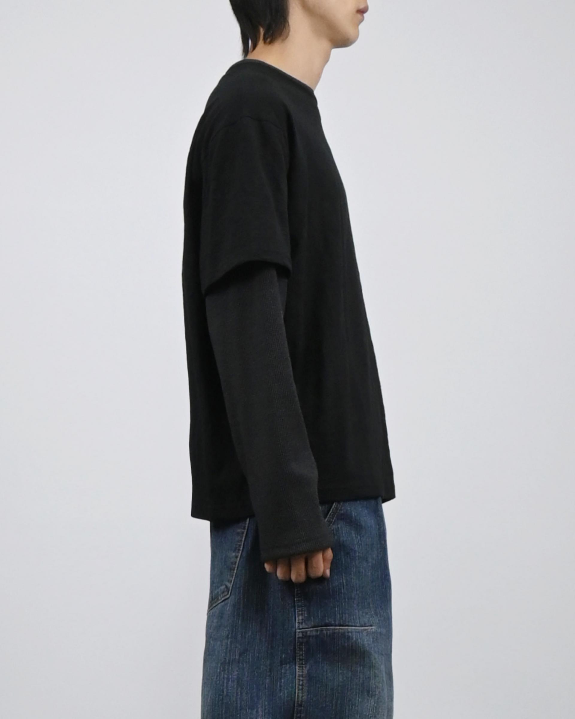 slub waffle layered t-shirt