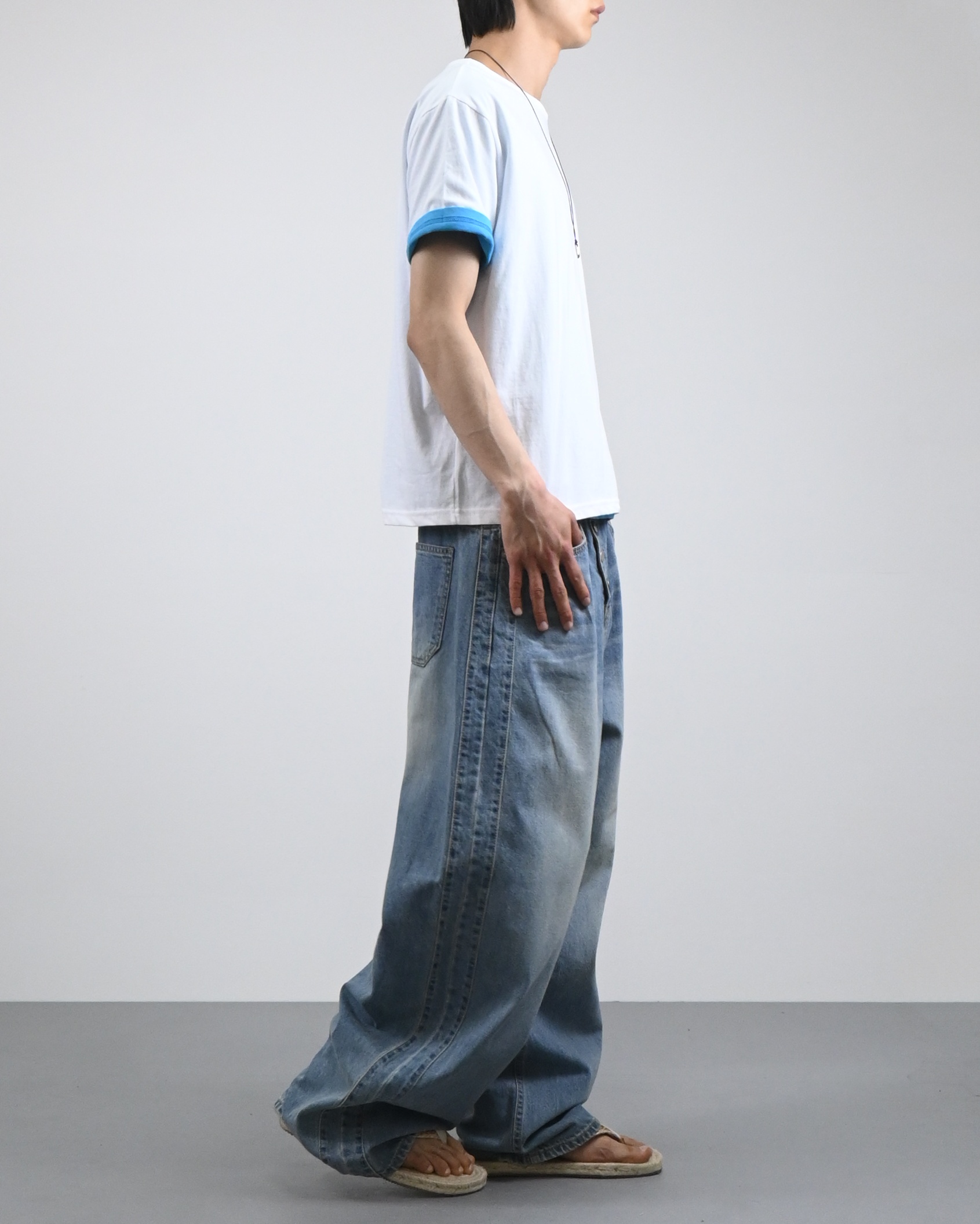 snap track denim pants