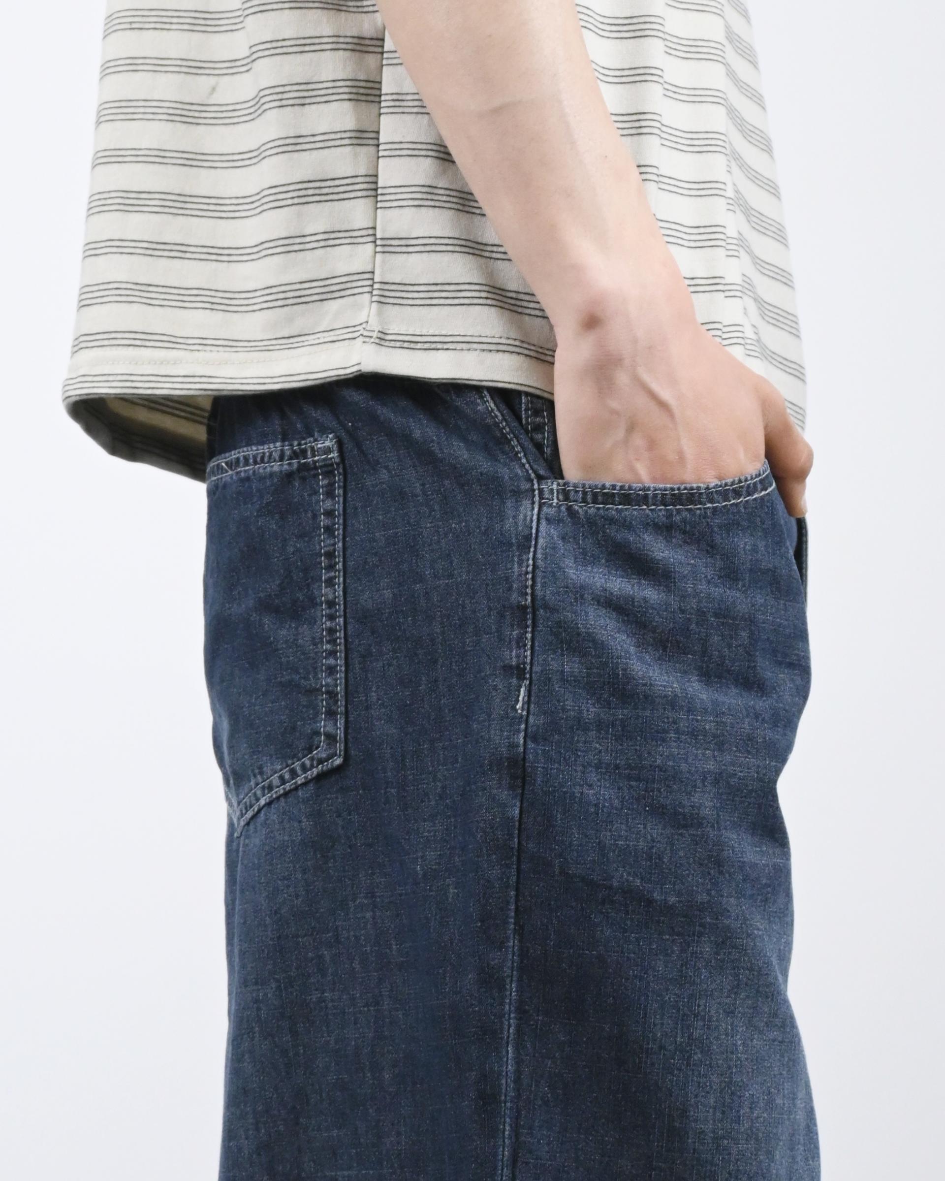 straight linen denim pants