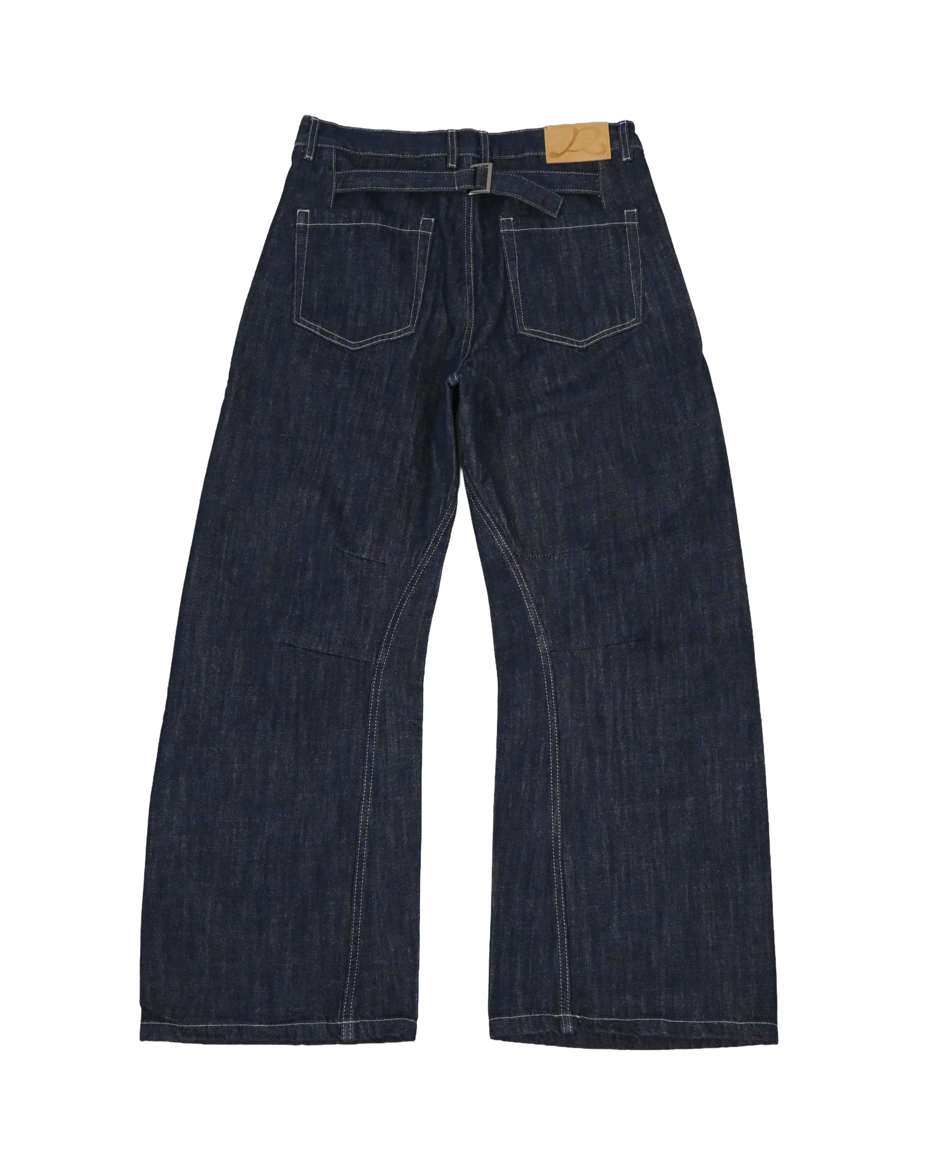 velcro deep indigo denim pants