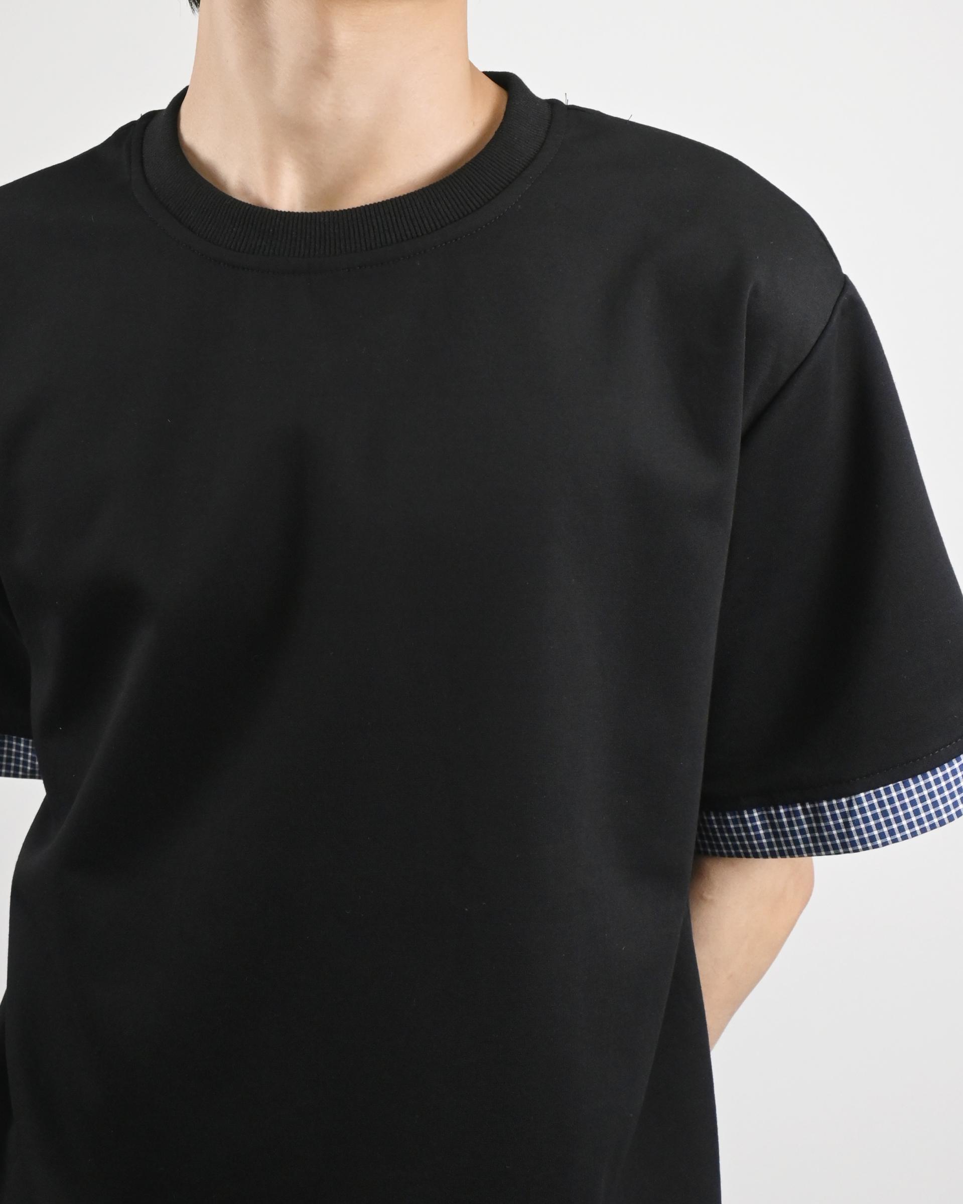 check roll-up half t-shirt