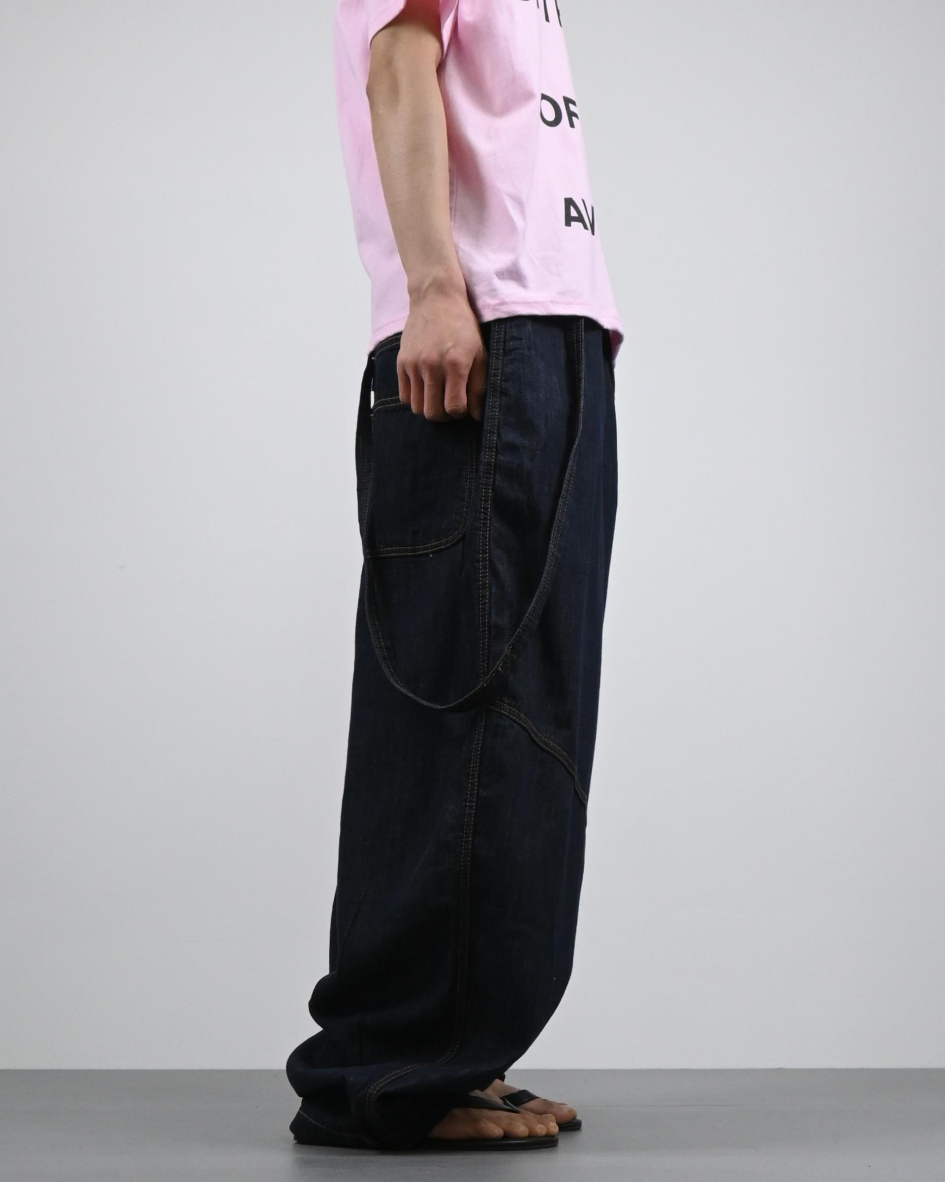 rope swelly curved denim pants