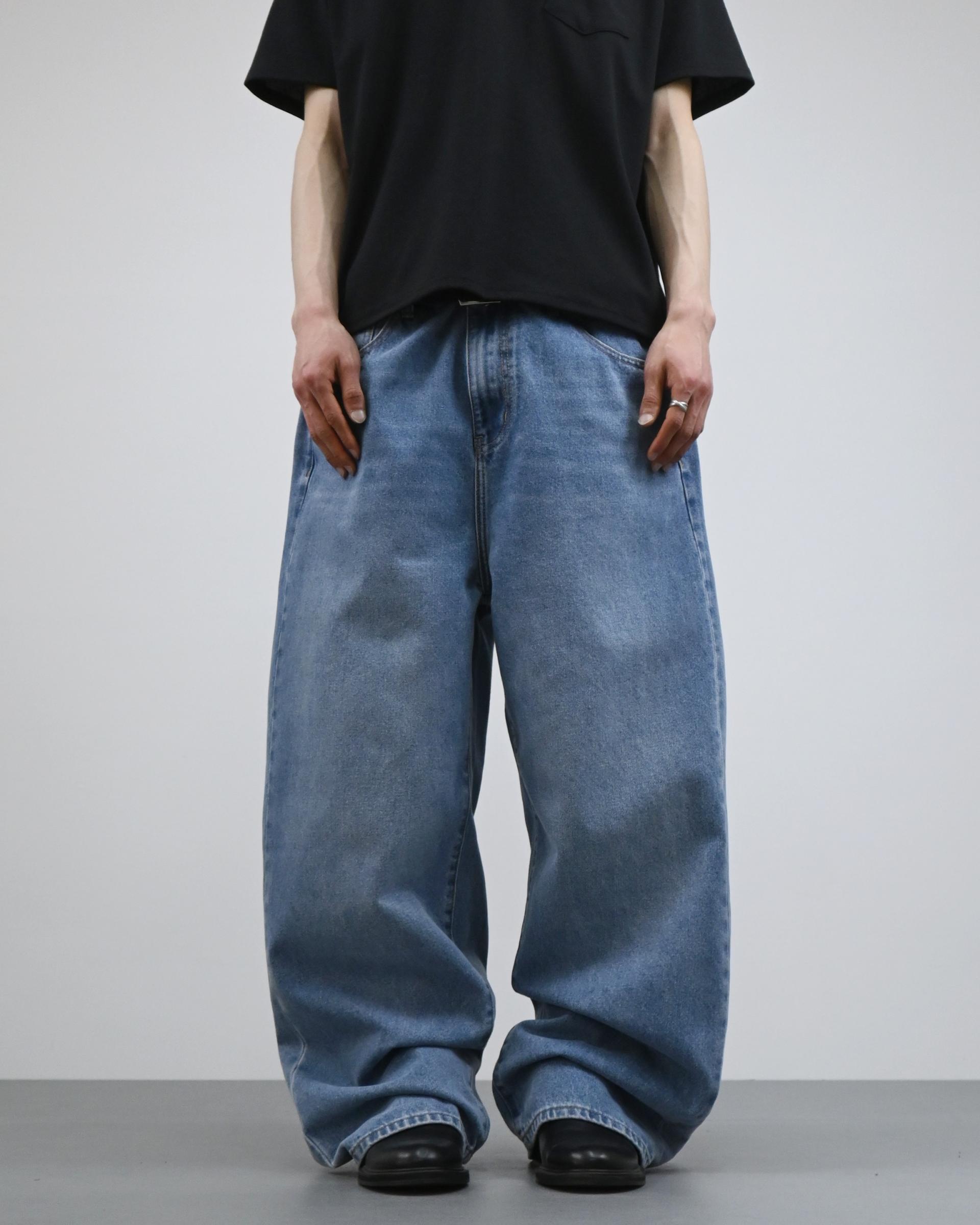 tapered banding denim pants