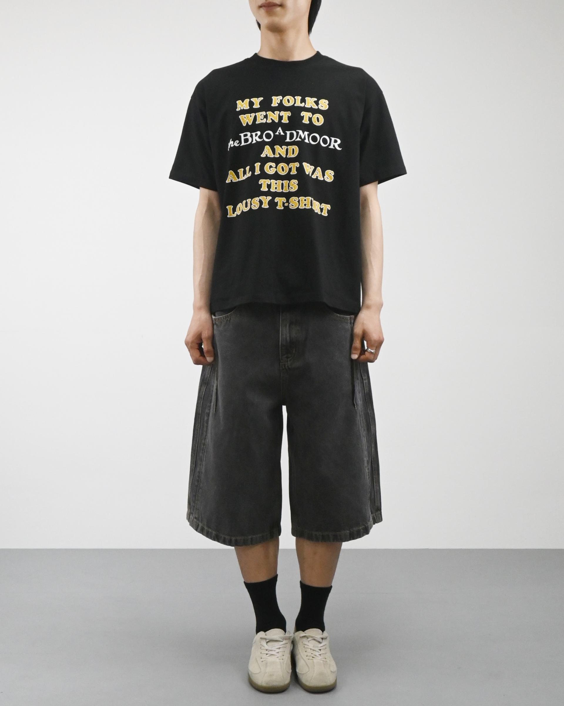 charcoal side line bermuda denim pants