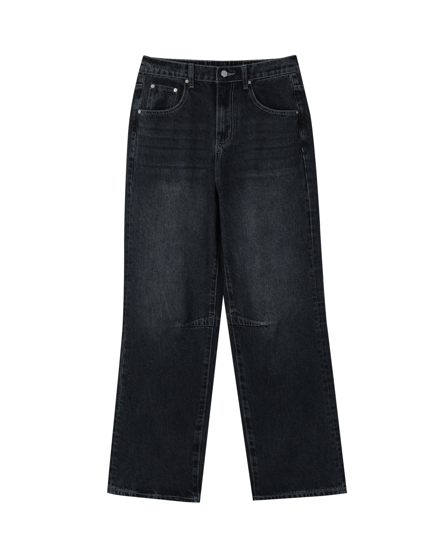 dart curved denim pants (dark blue)