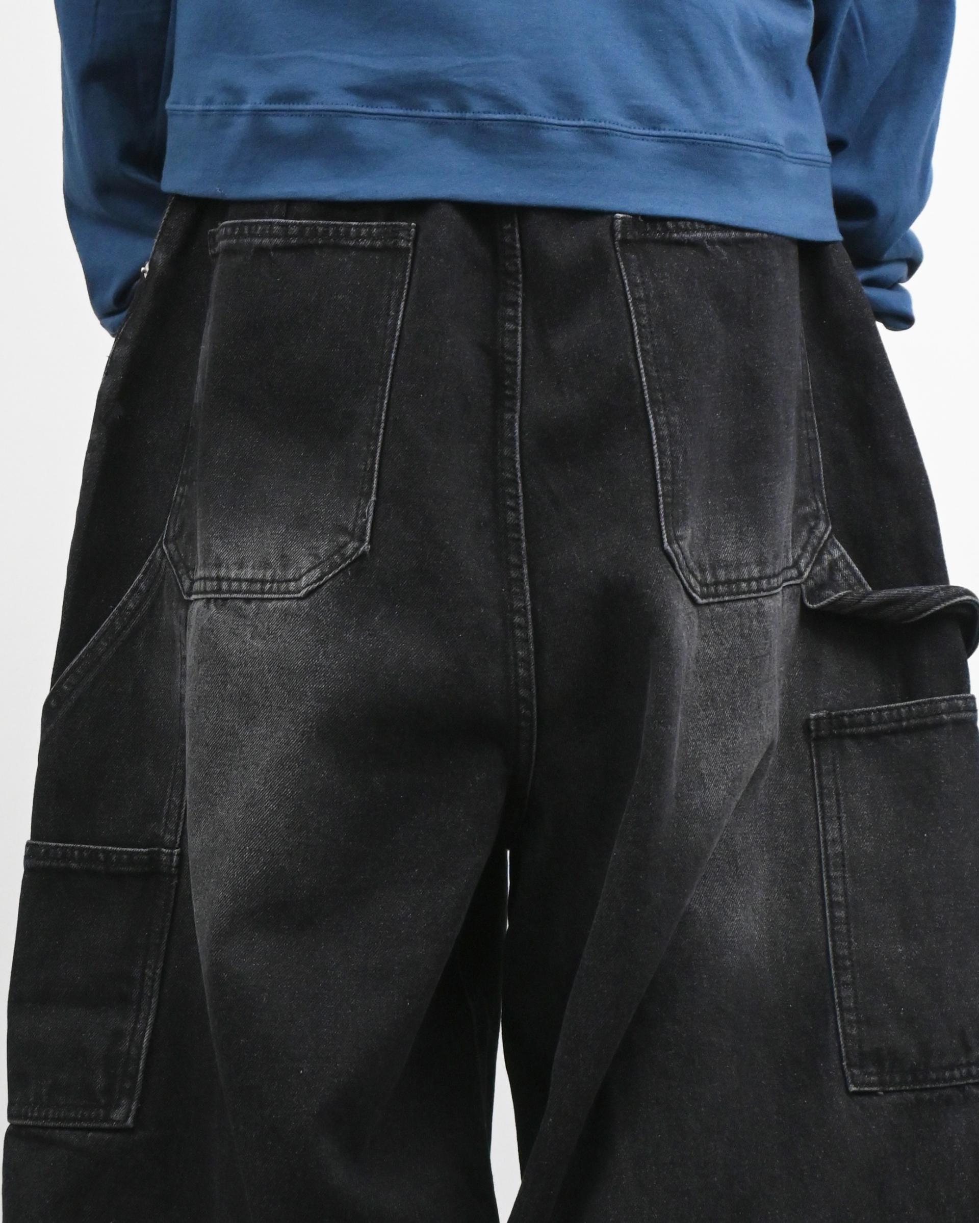 ash washed carpenter balloon denim pants