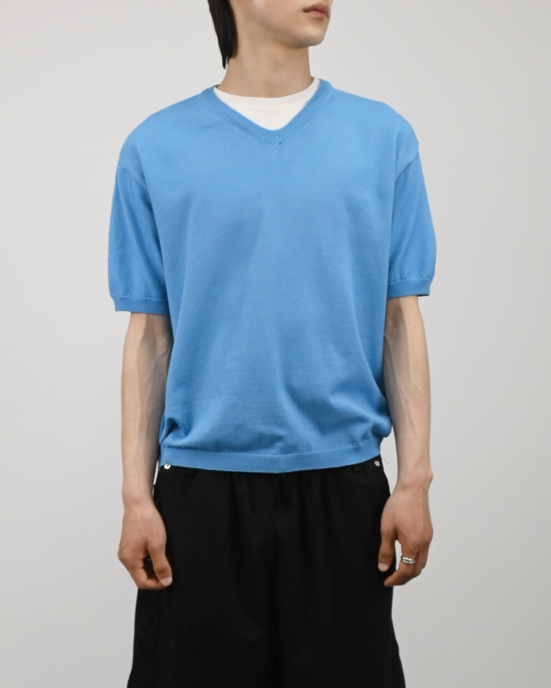 v-neck layered half knit
