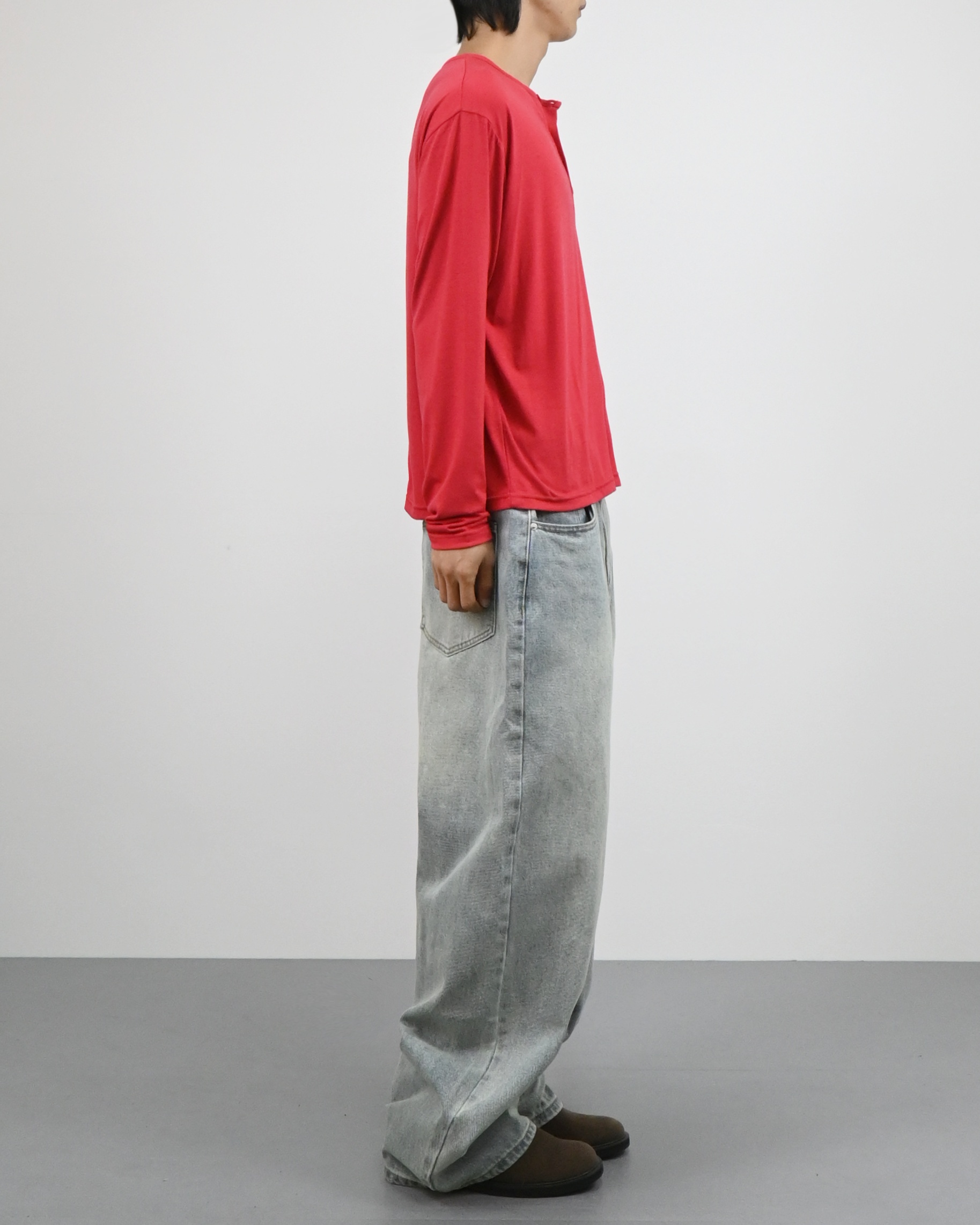 back slit henley neck t-shirts