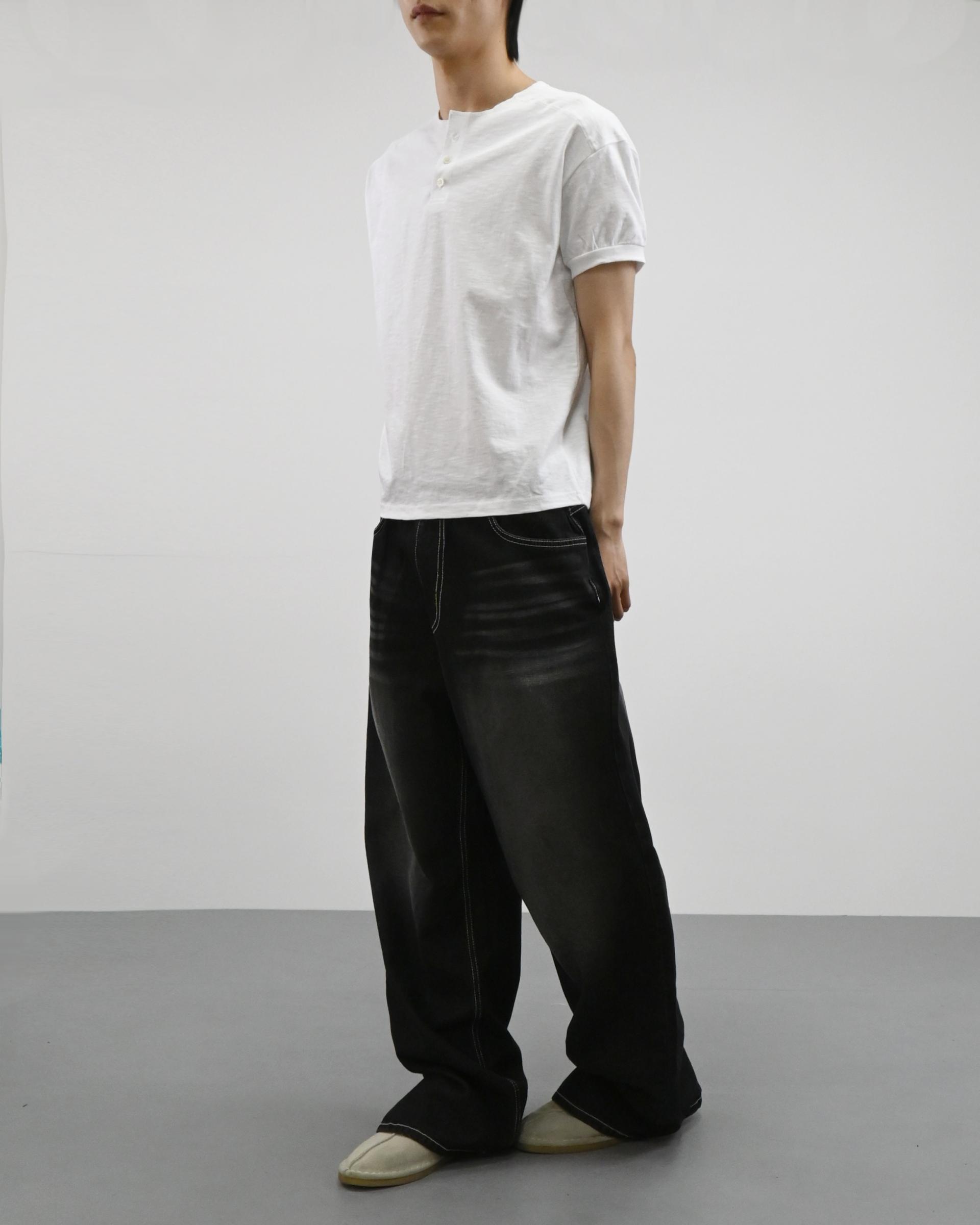 stitch henley neck half t-shirt
