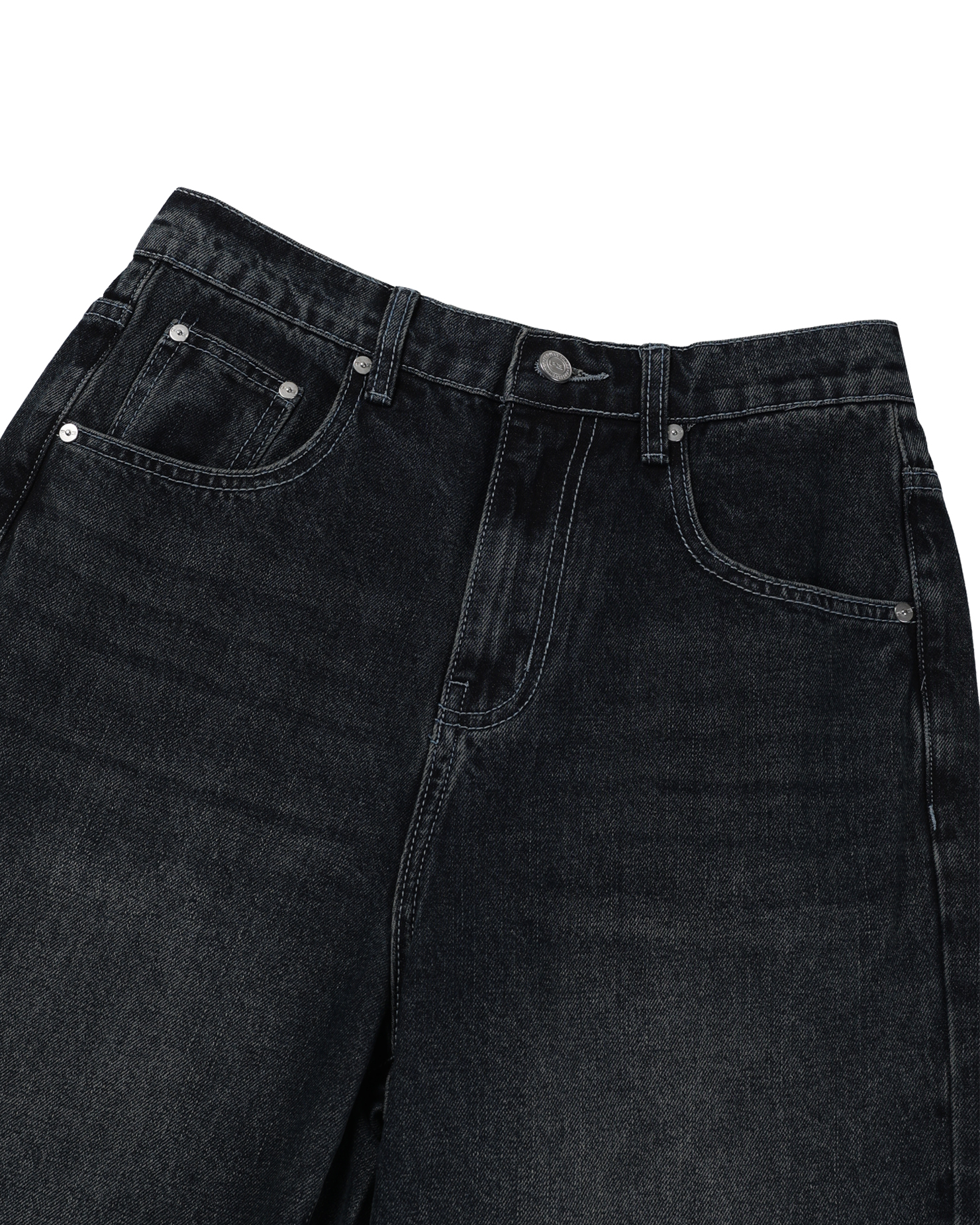 dart curved denim pants (dark blue)