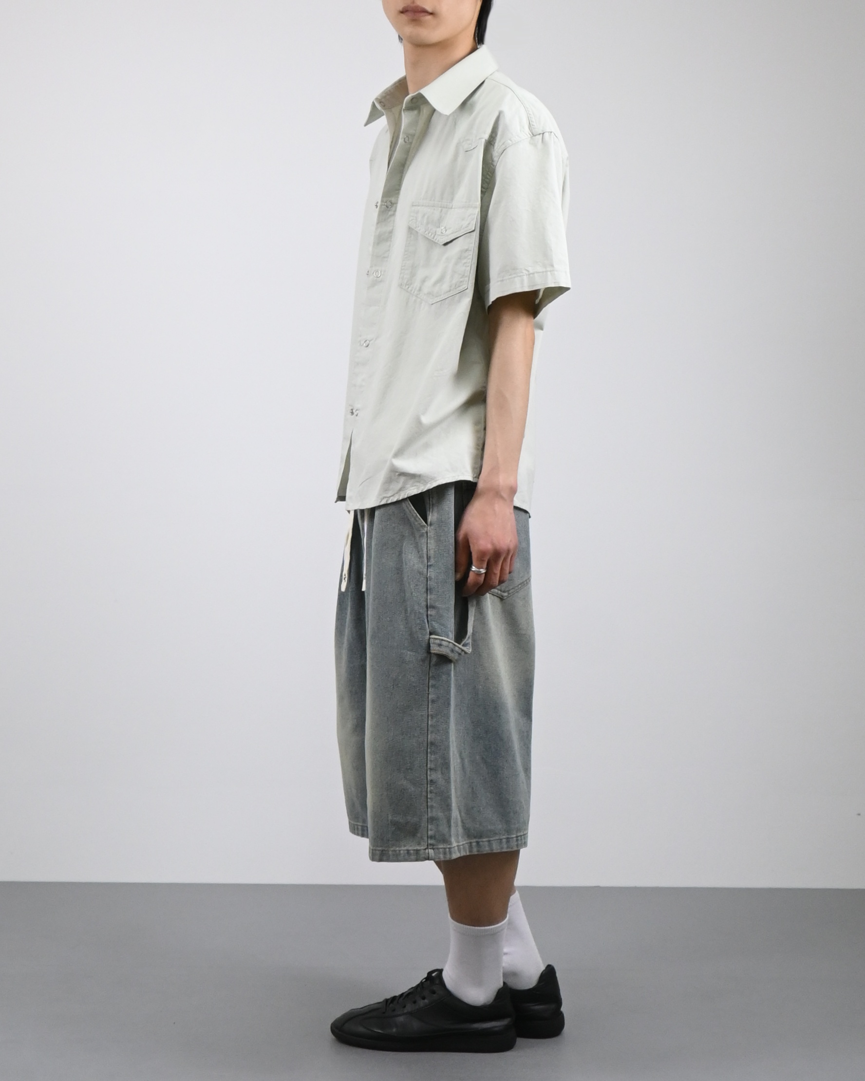 banding vintage carpenter bermuda denim pants