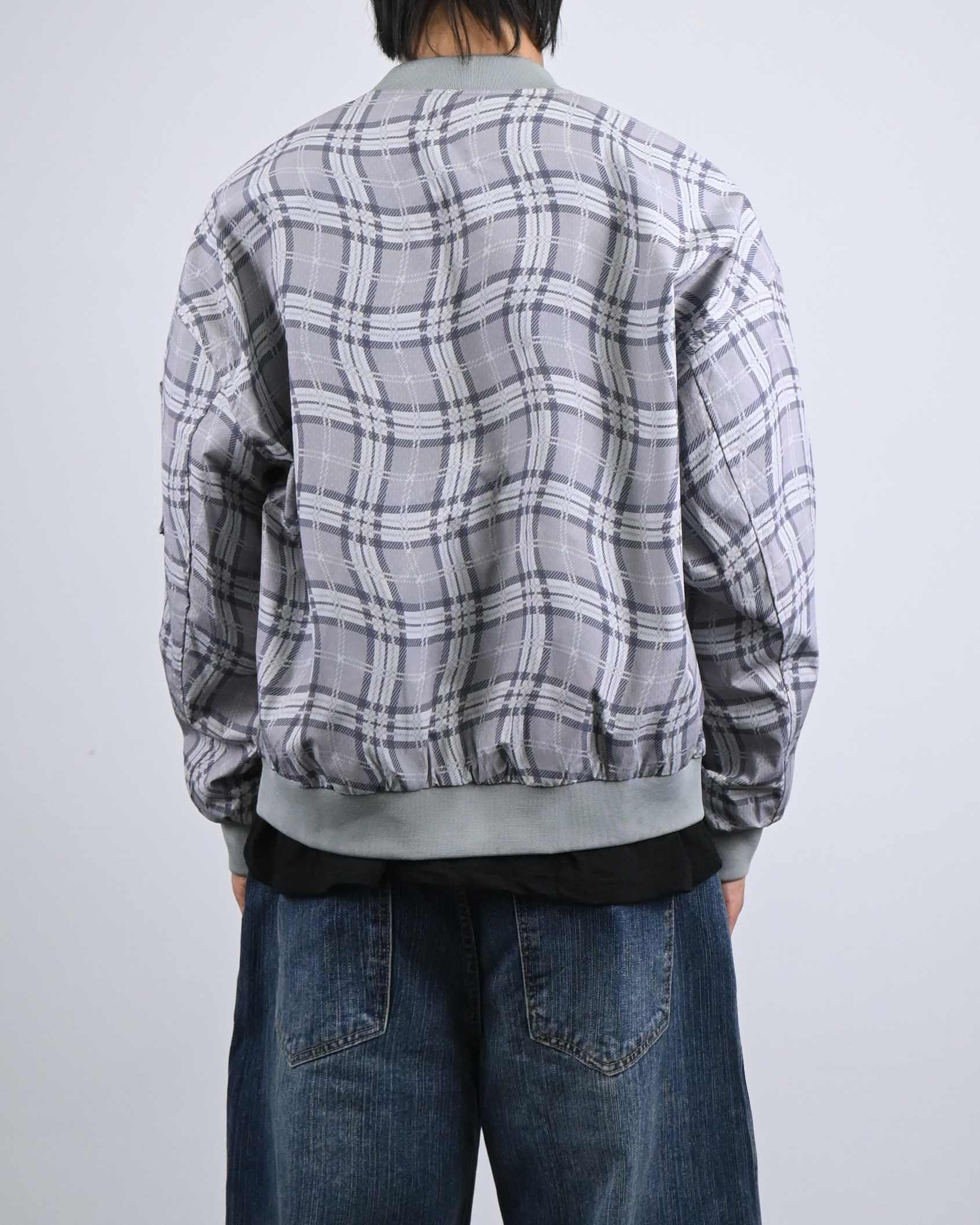 wavy check bomber jacket