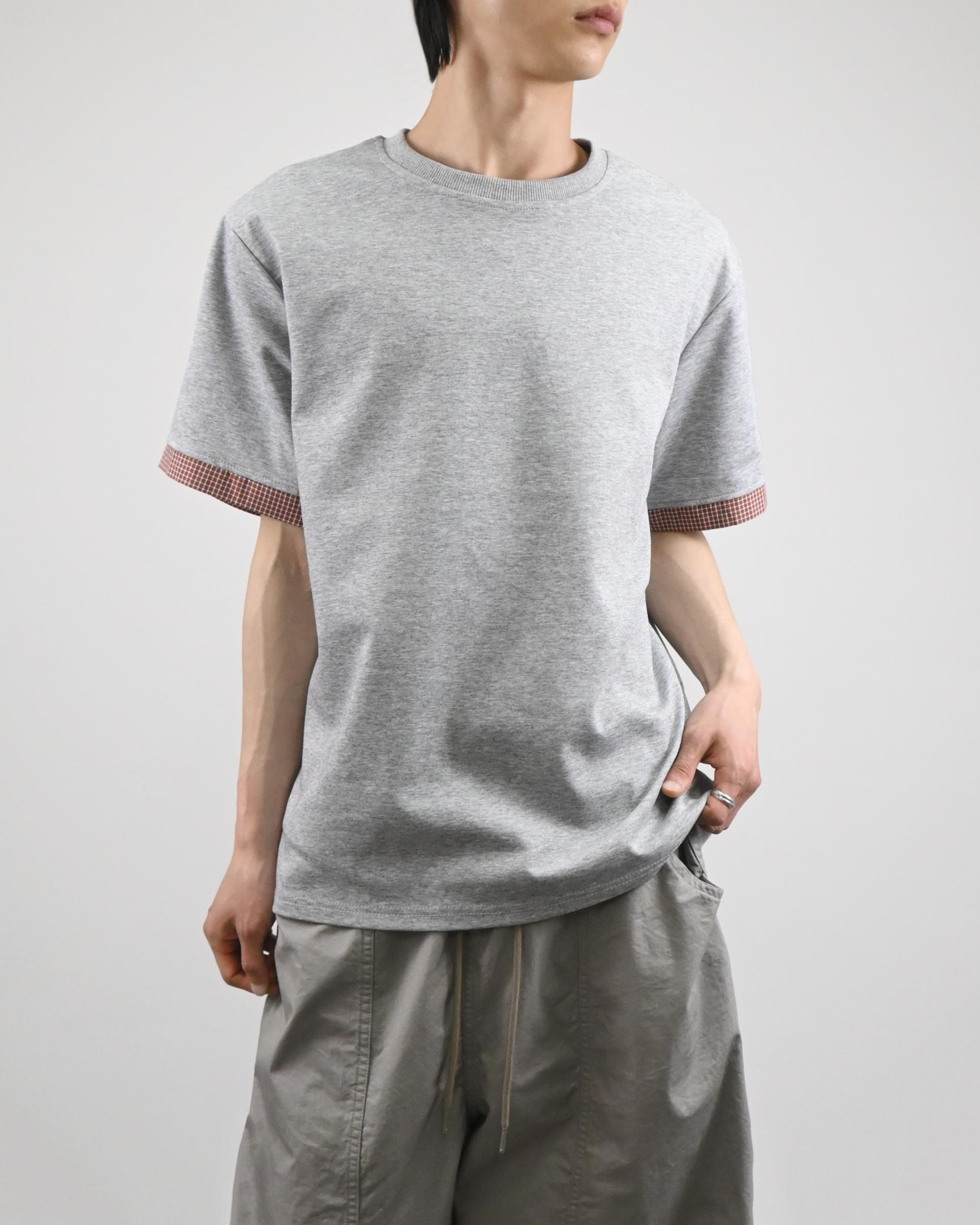 check roll-up half t-shirt