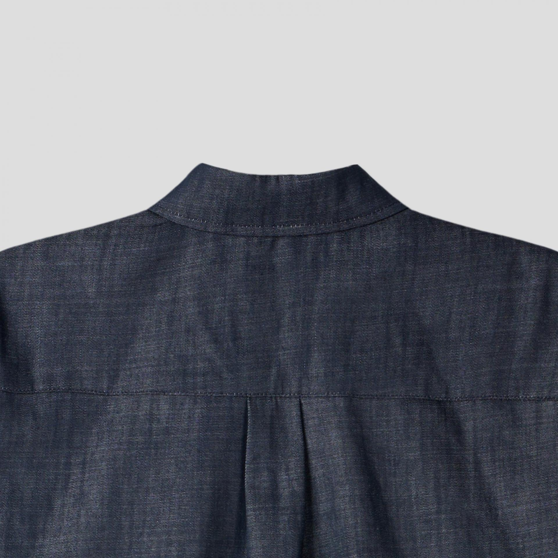 linen pocket half denim shirt