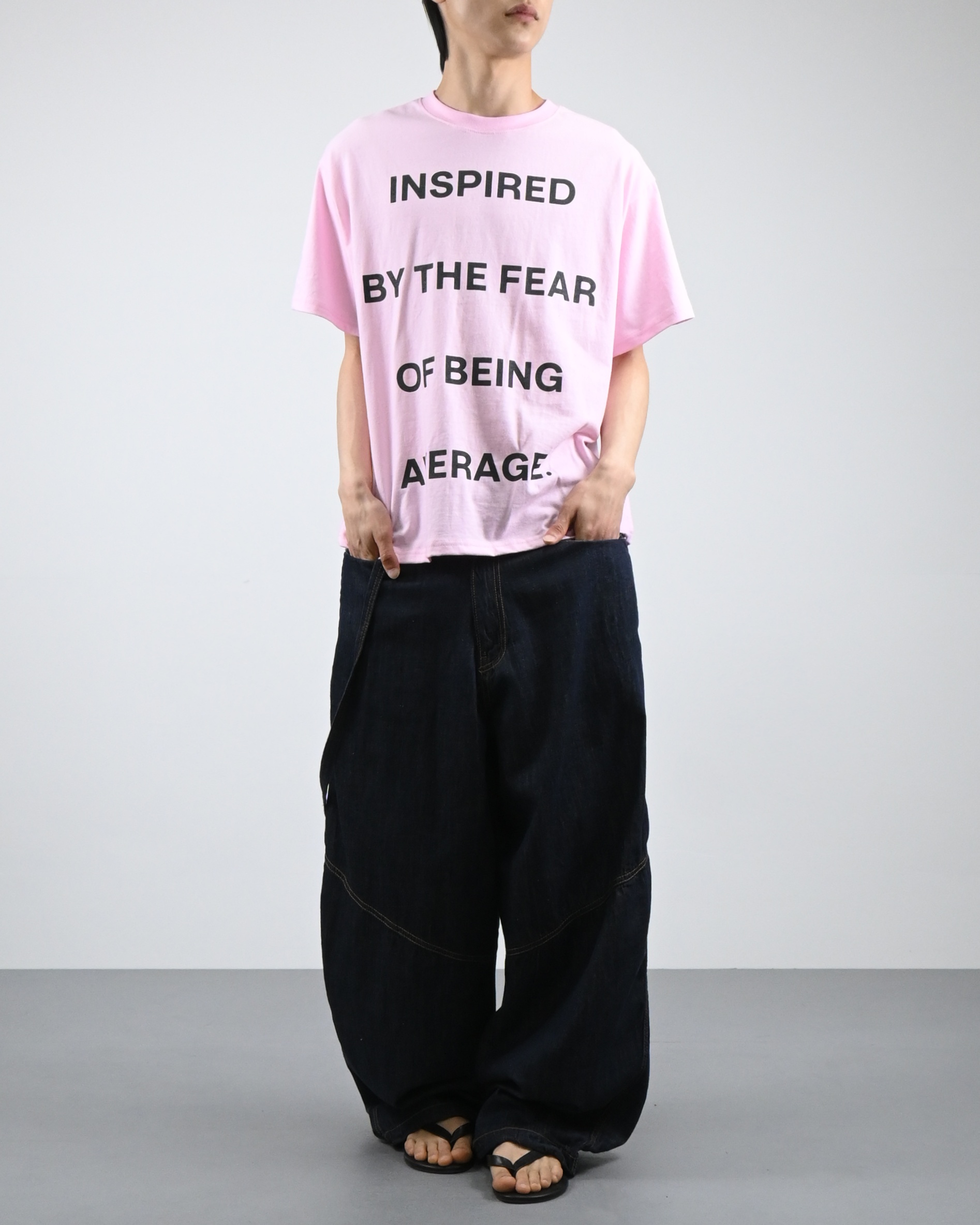 rope swelly curved denim pants