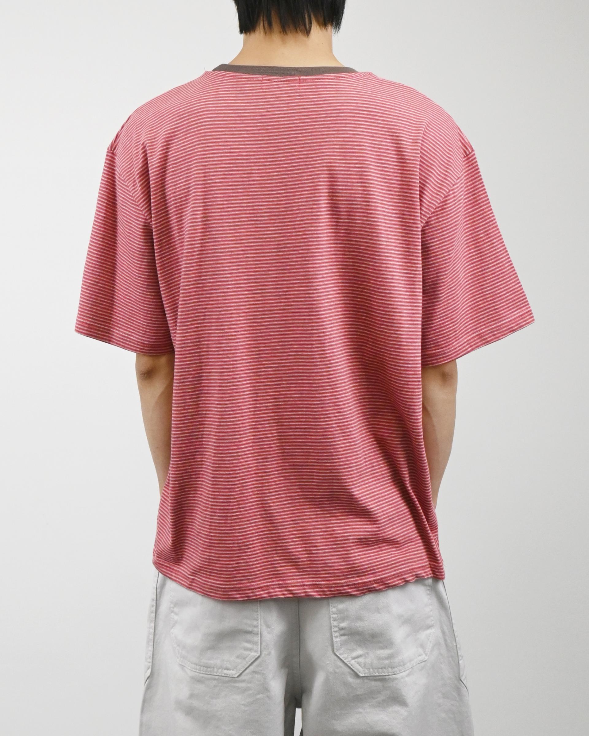ringer stripe pocket half-t-shirt