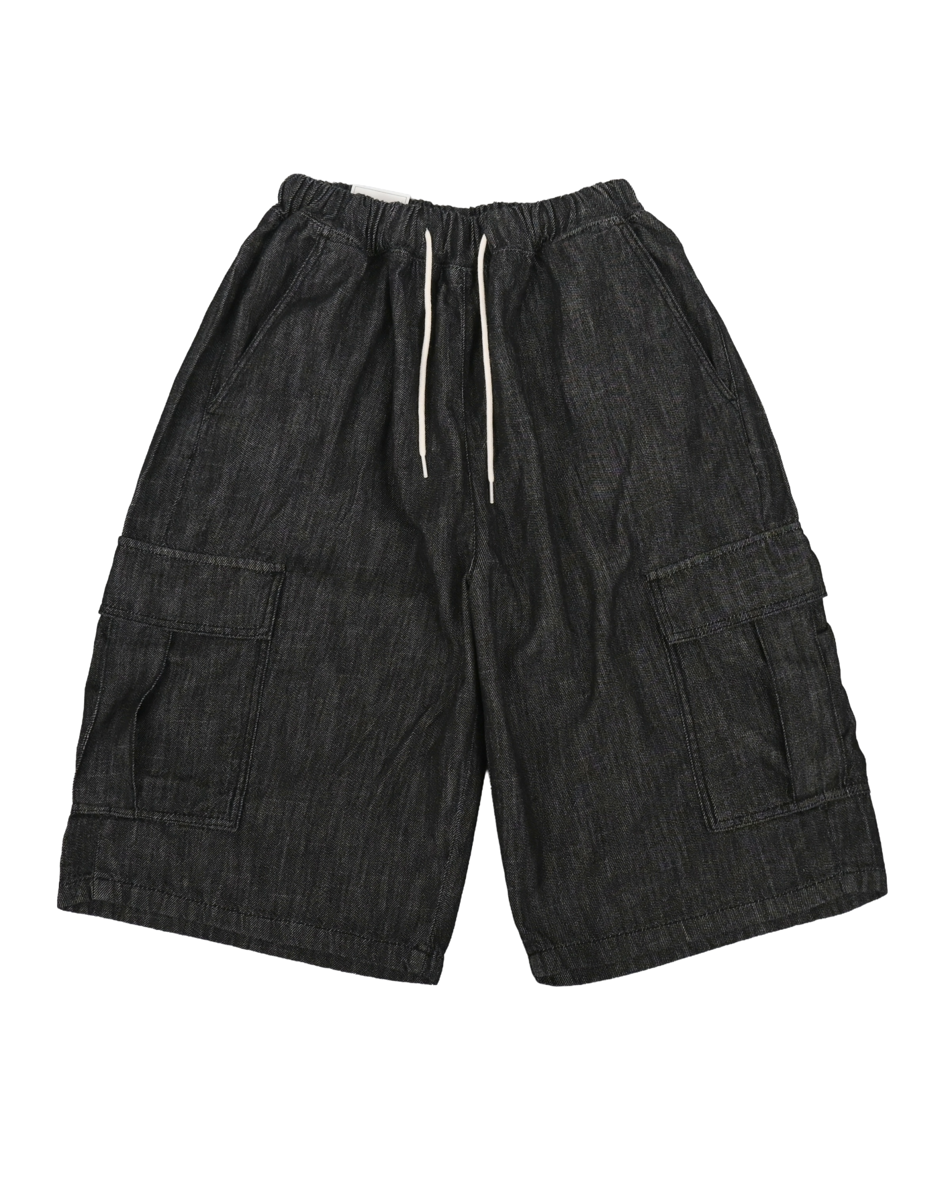 slub denim cargo bermuda pants