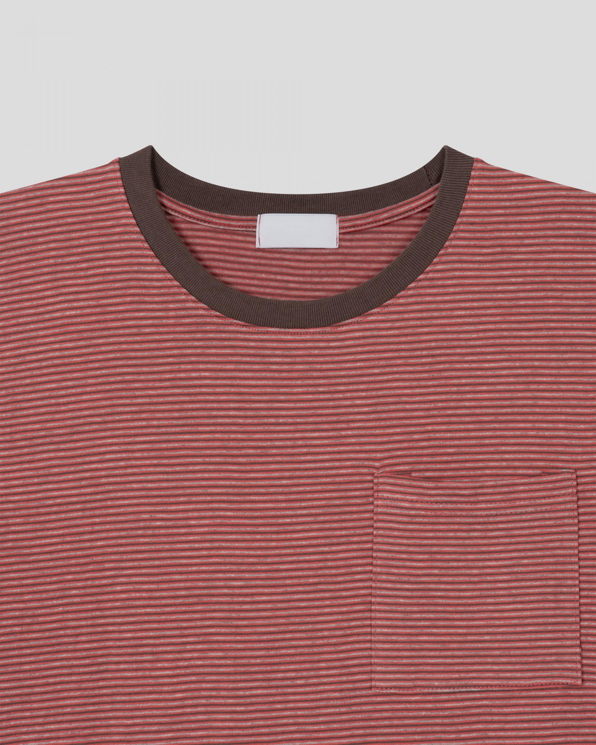 ringer stripe pocket half-t-shirt