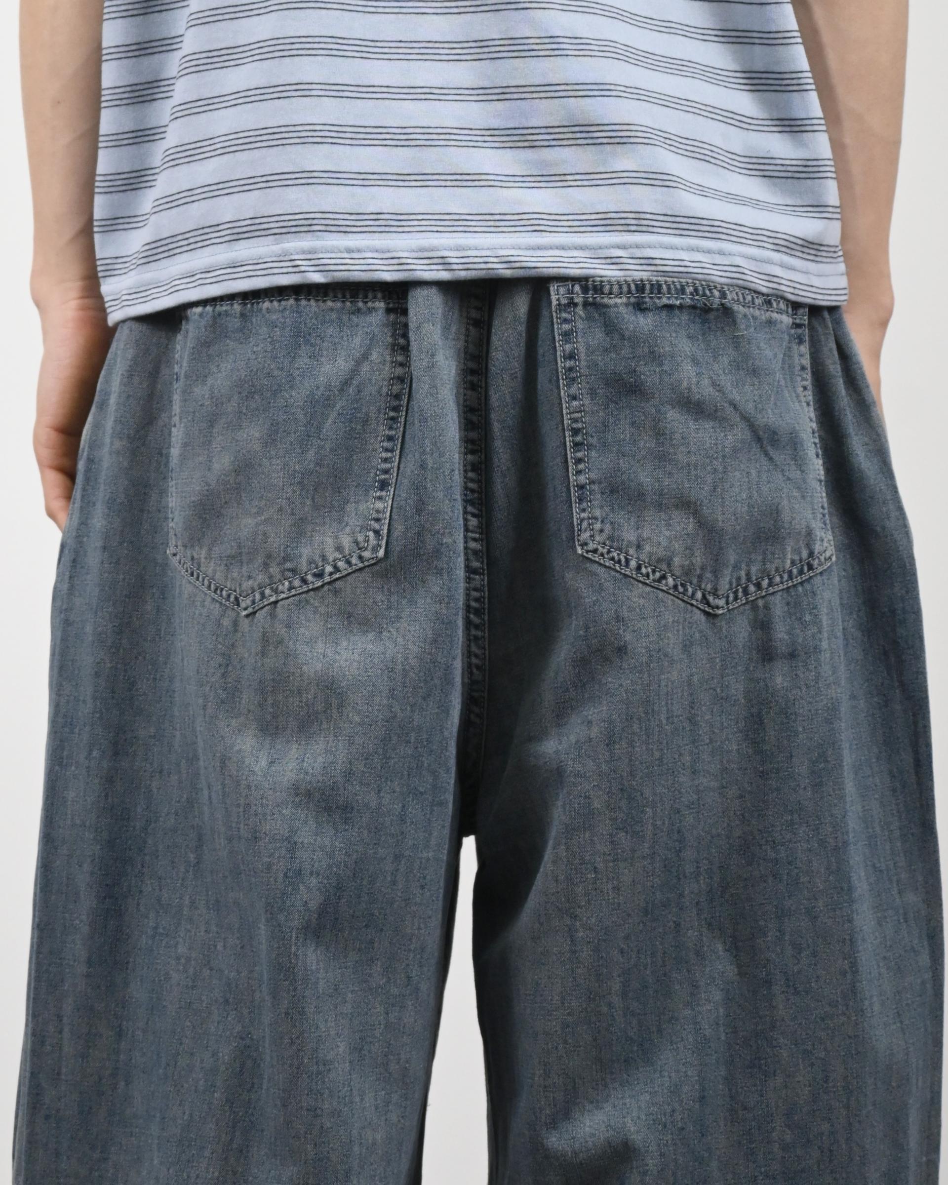 straight linen denim pants