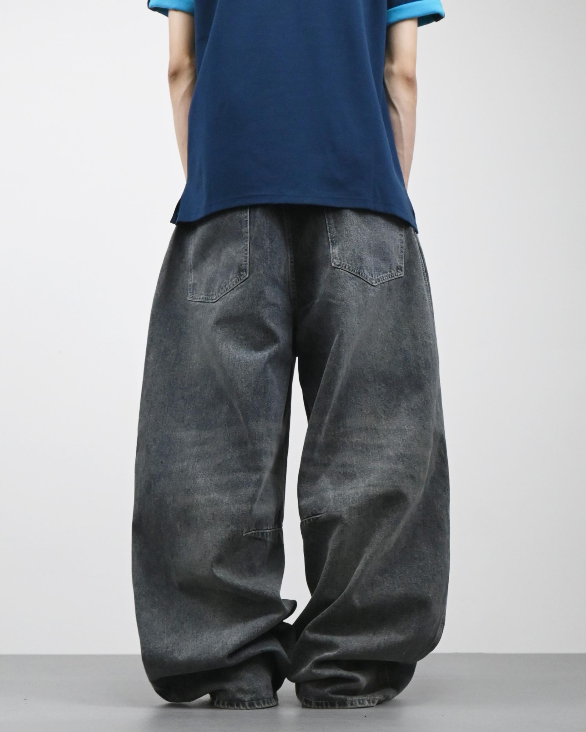 dart balloon denim pants (dark blue)