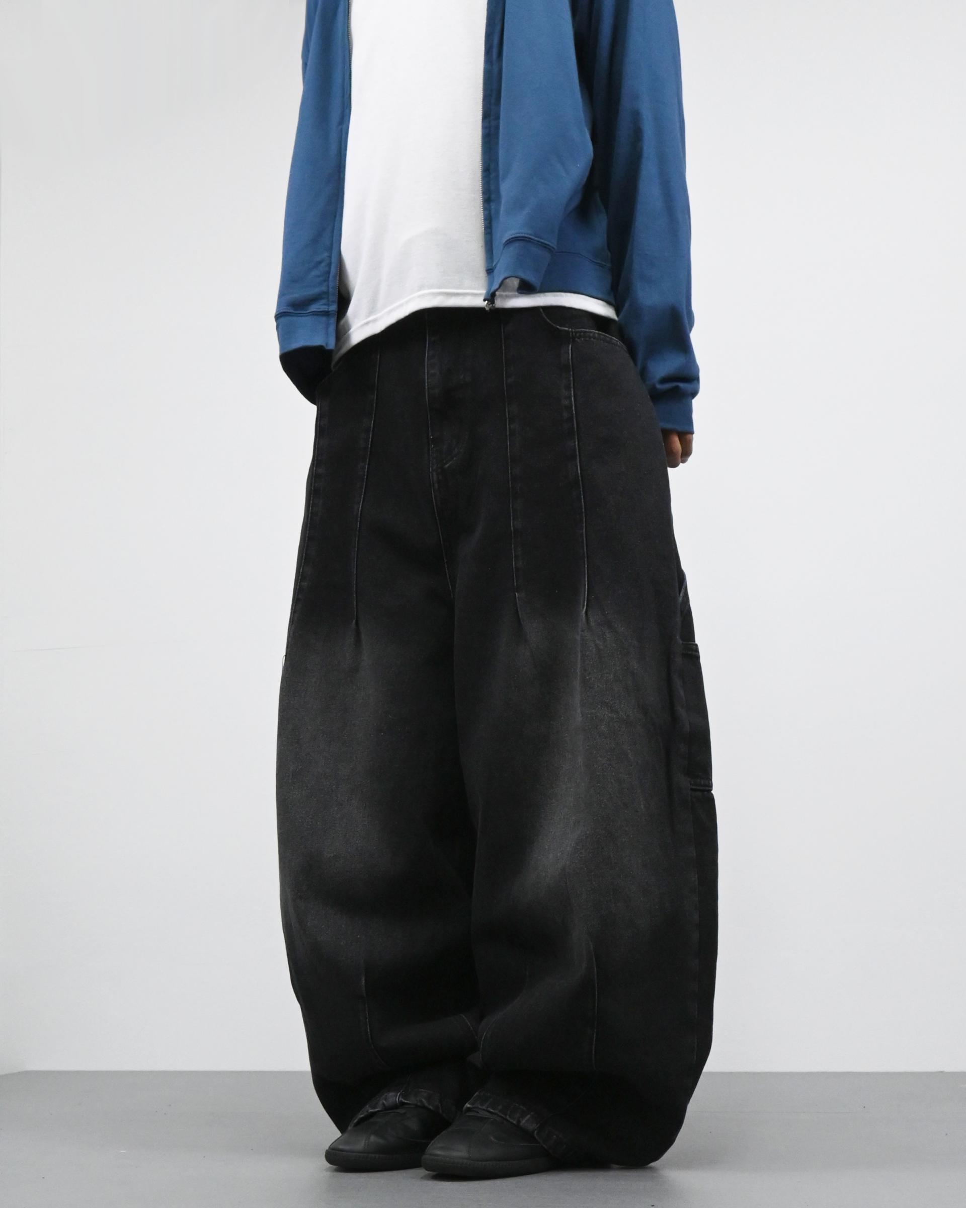 ash washed carpenter balloon denim pants