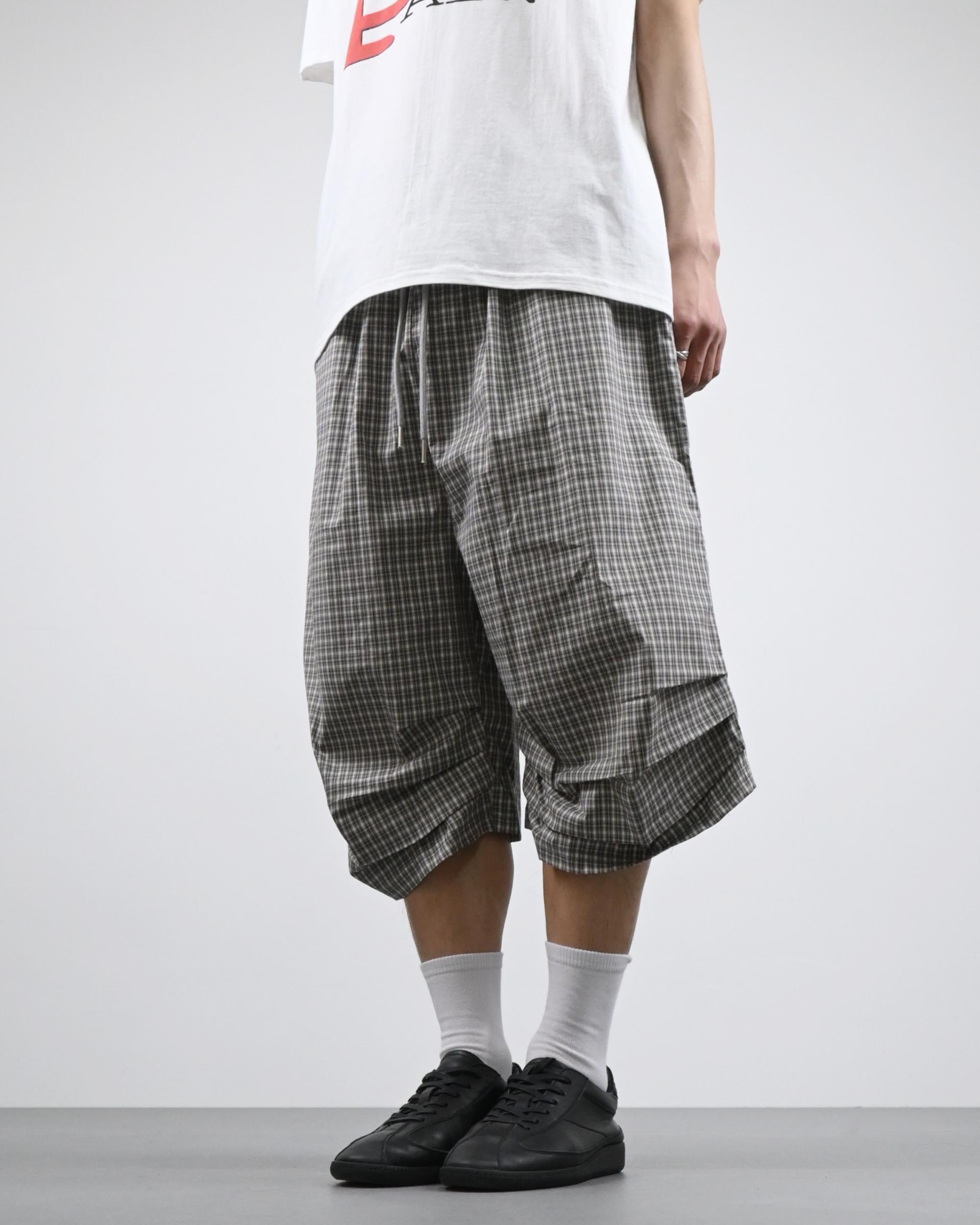 checkered bermuda cotton pants