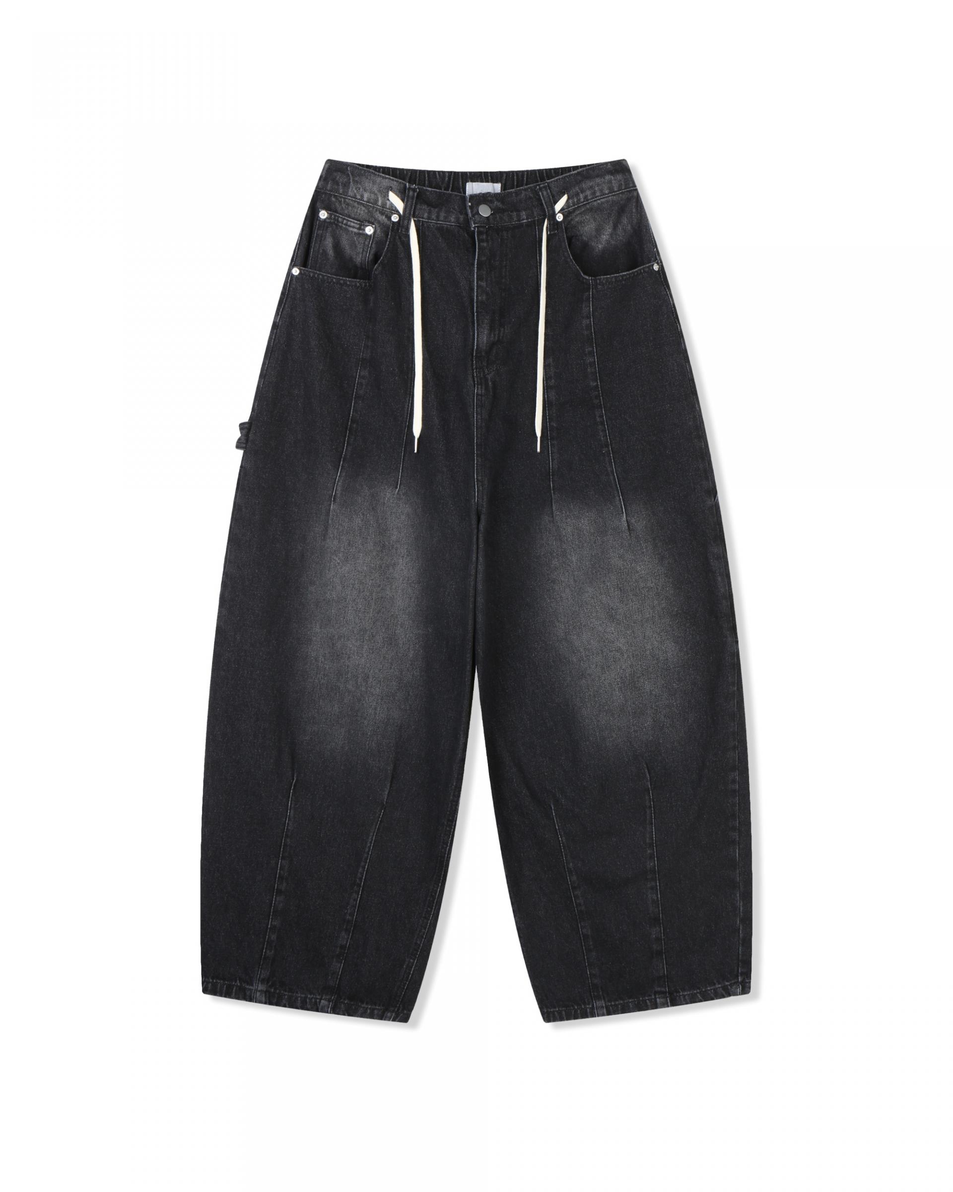 ash washed carpenter balloon denim pants