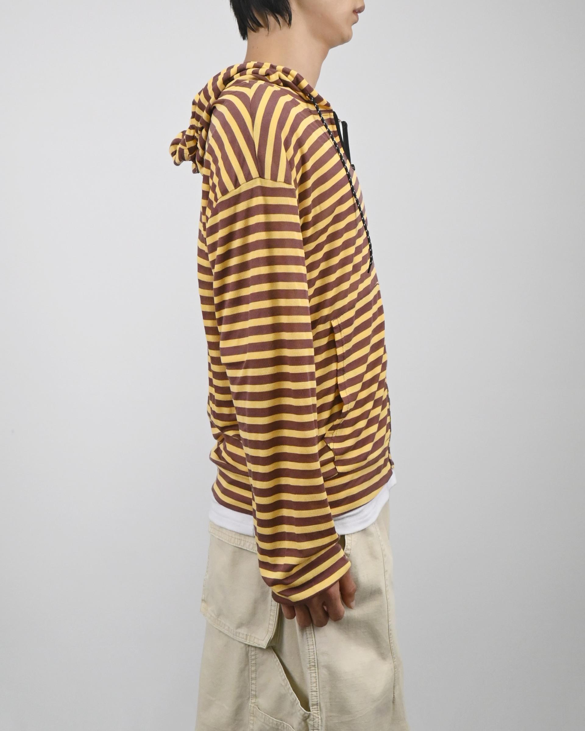 thin stripe hood zip-up