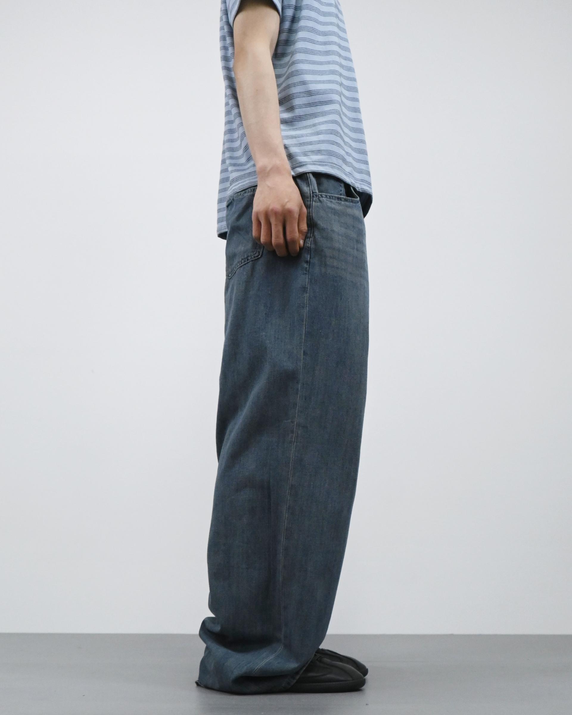 straight linen denim pants