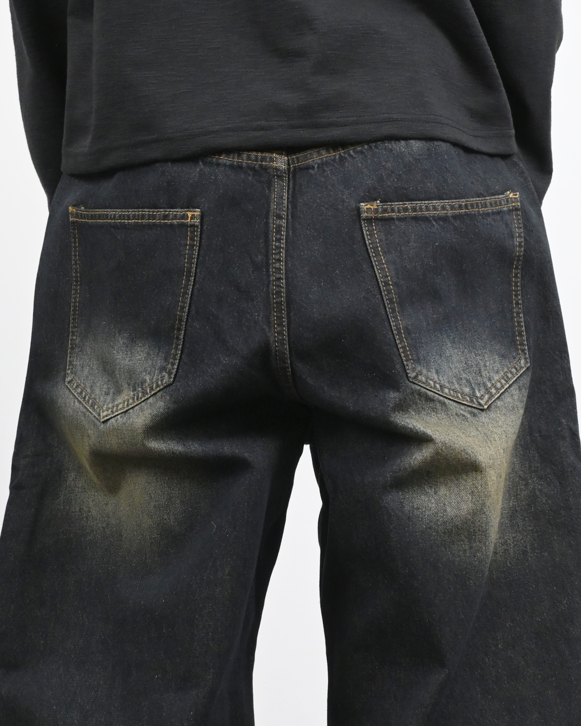 oil vintage curved denim pants