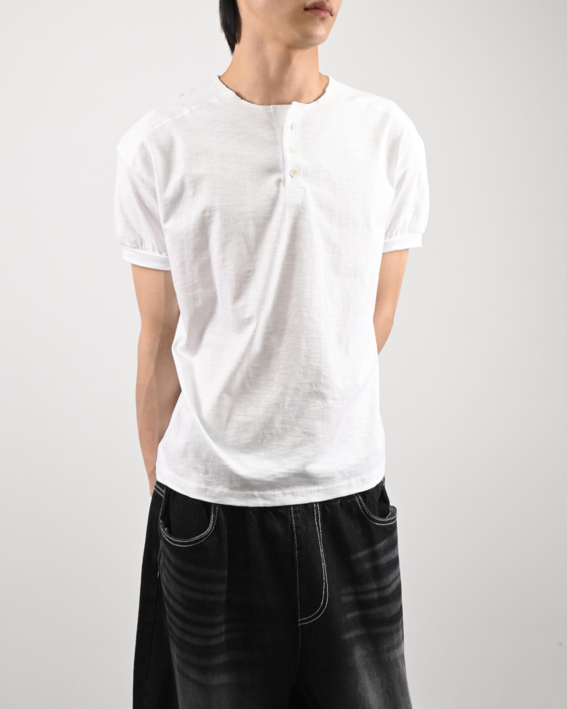 stitch henley neck half t-shirt