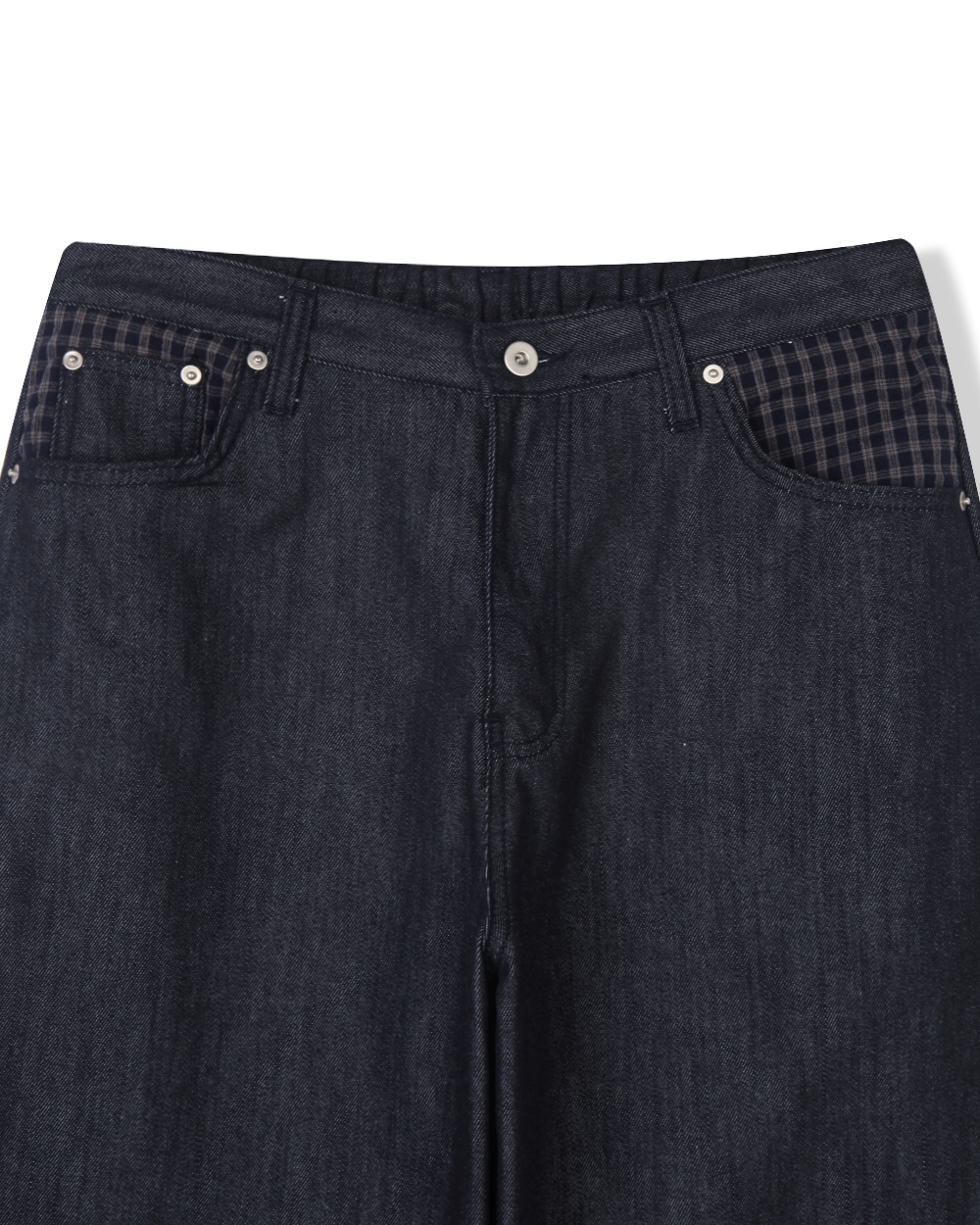 check pocket raw denim pants