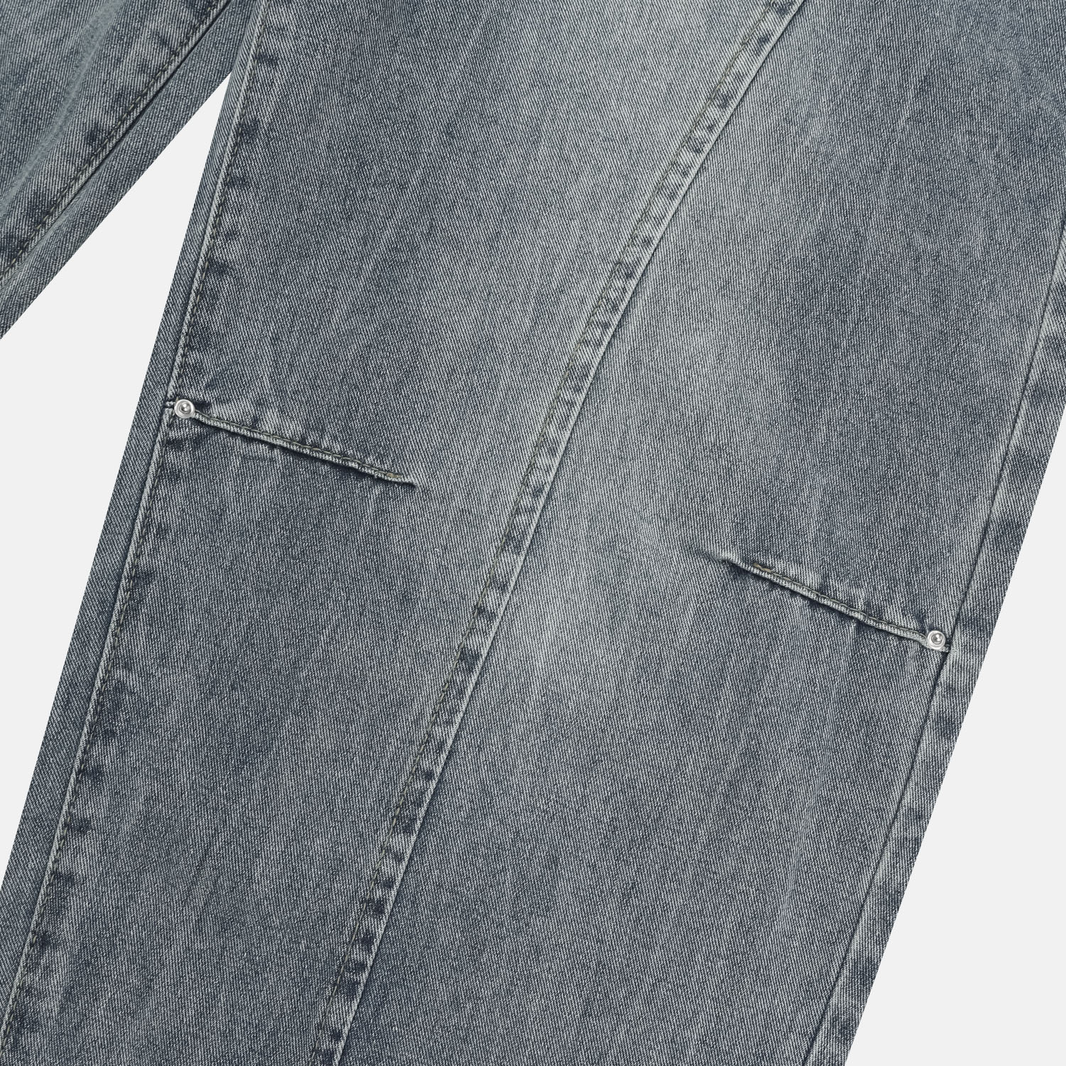 snap creased balloon denim pants