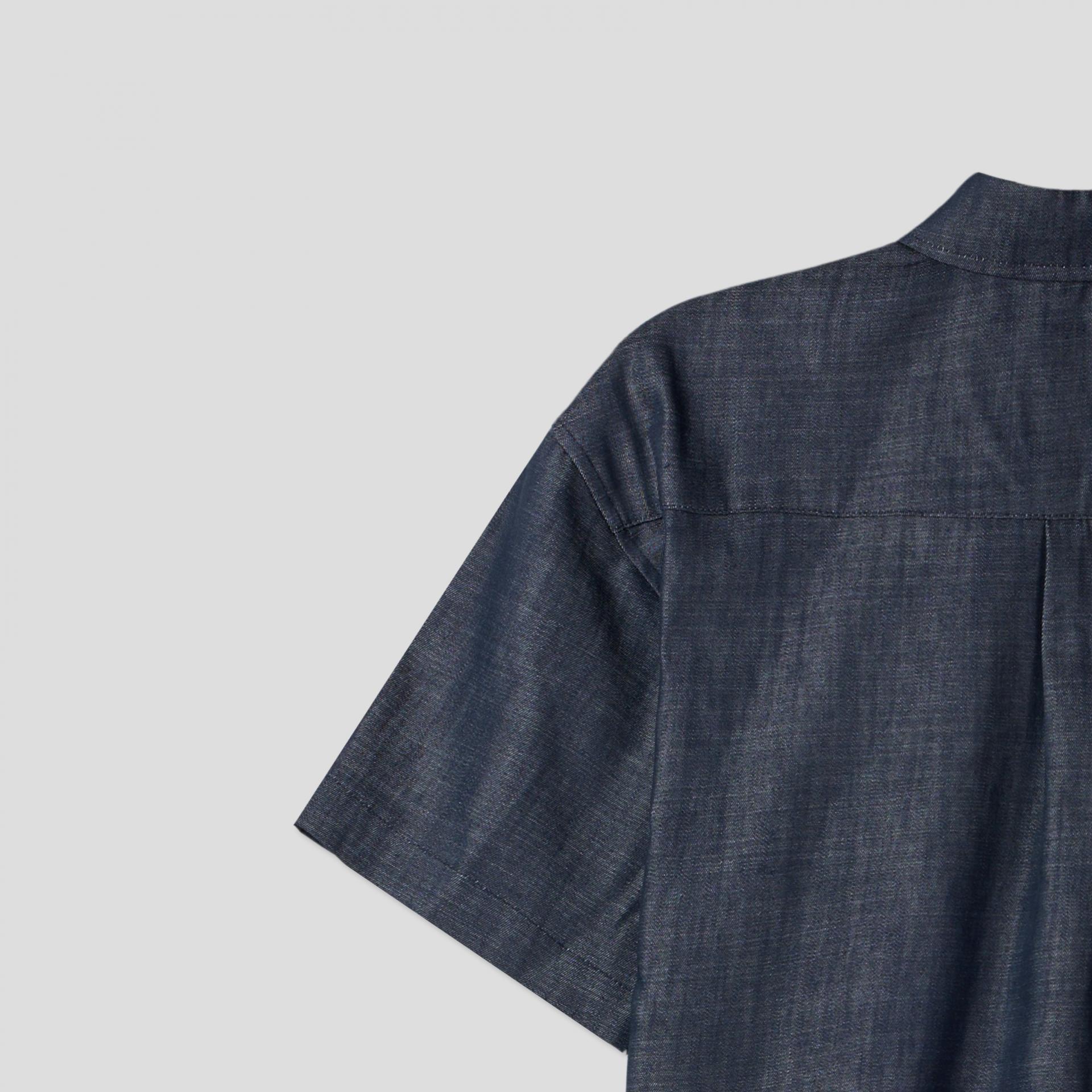 linen pocket half denim shirt