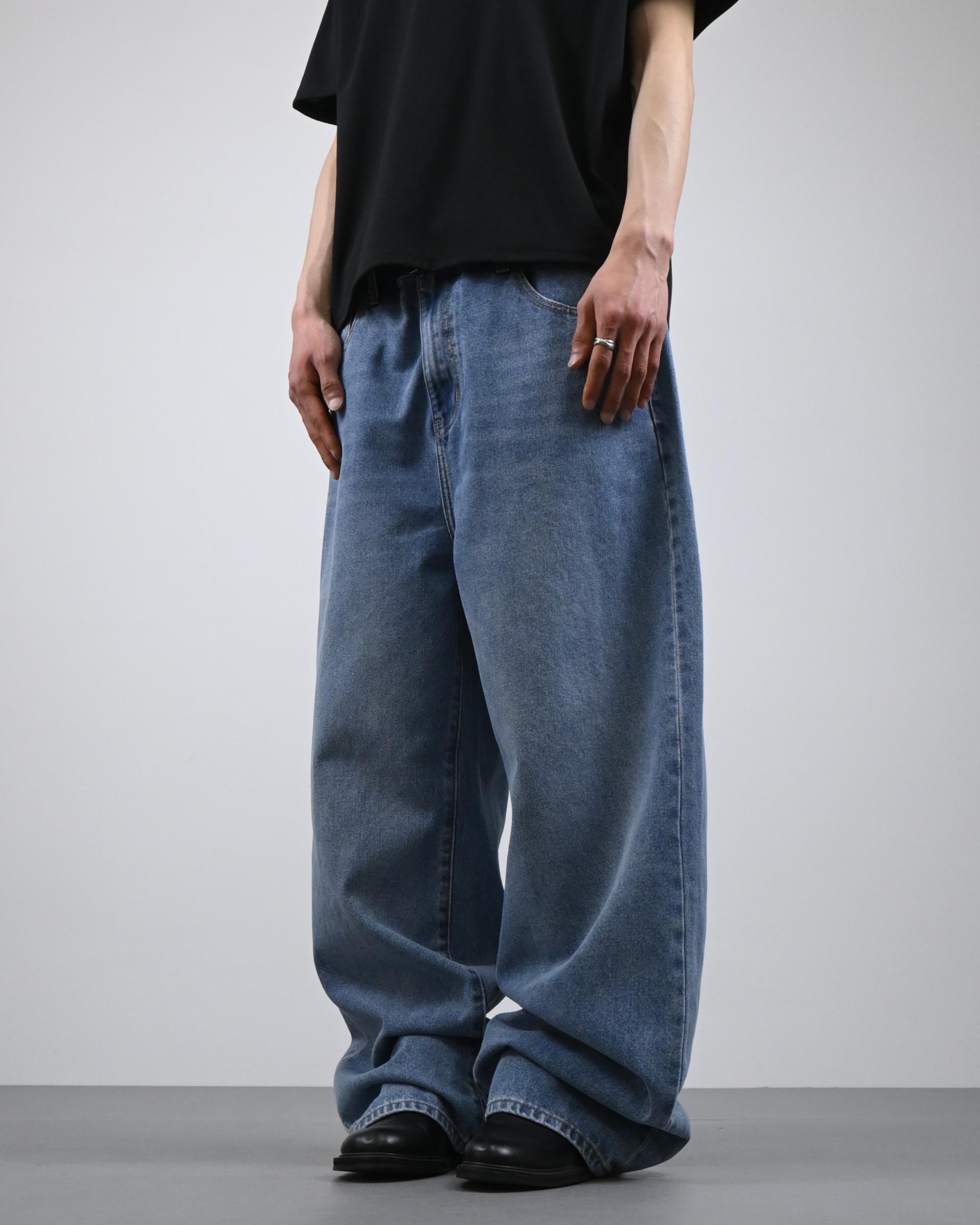 tapered banding denim pants