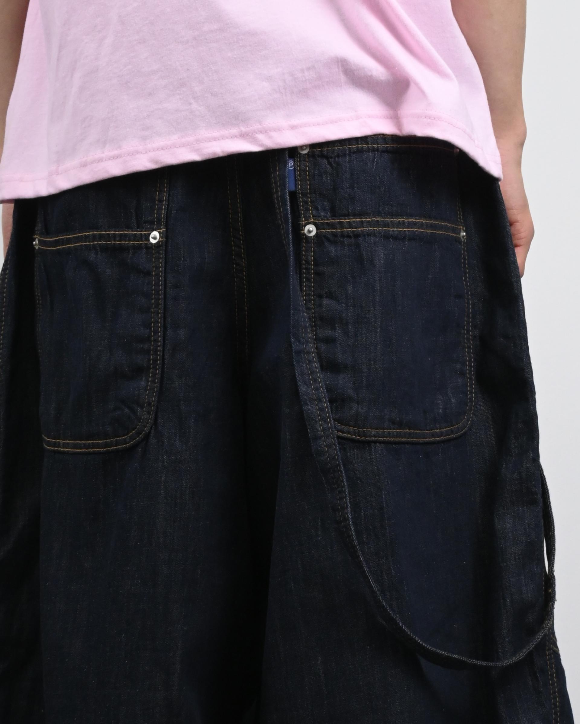 rope swelly curved denim pants