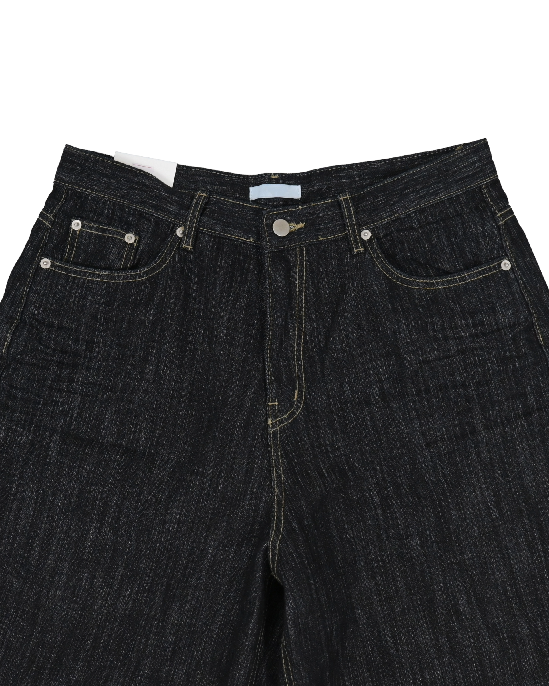 raw embossed bermuda denim pants