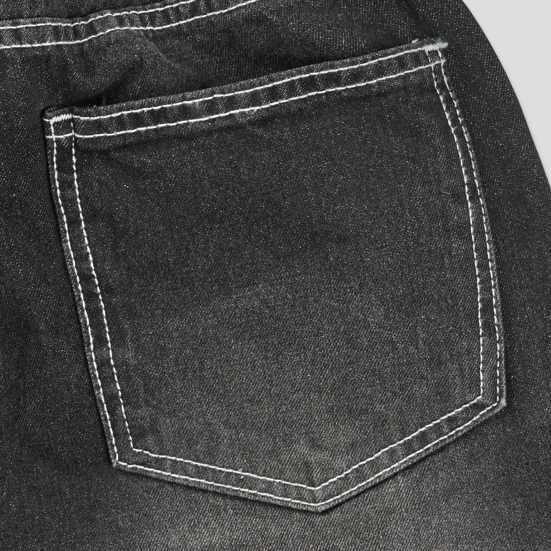 white stitch black denim pants