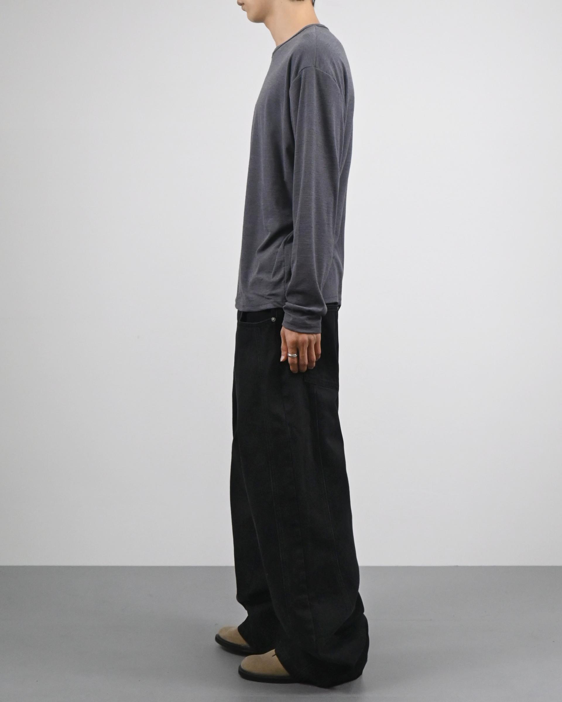 side line velcro black cotton pants
