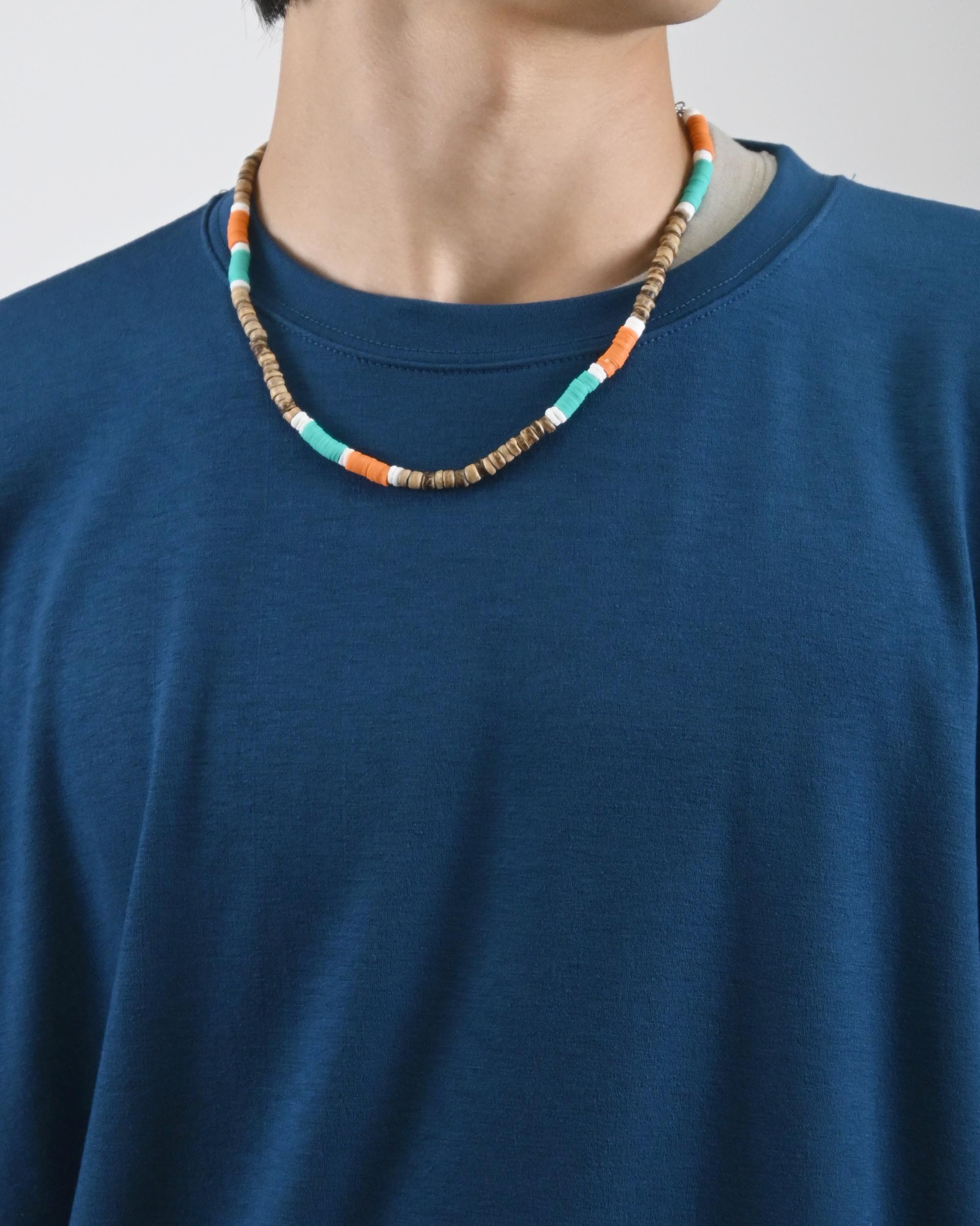 wood bead cowrie necklace