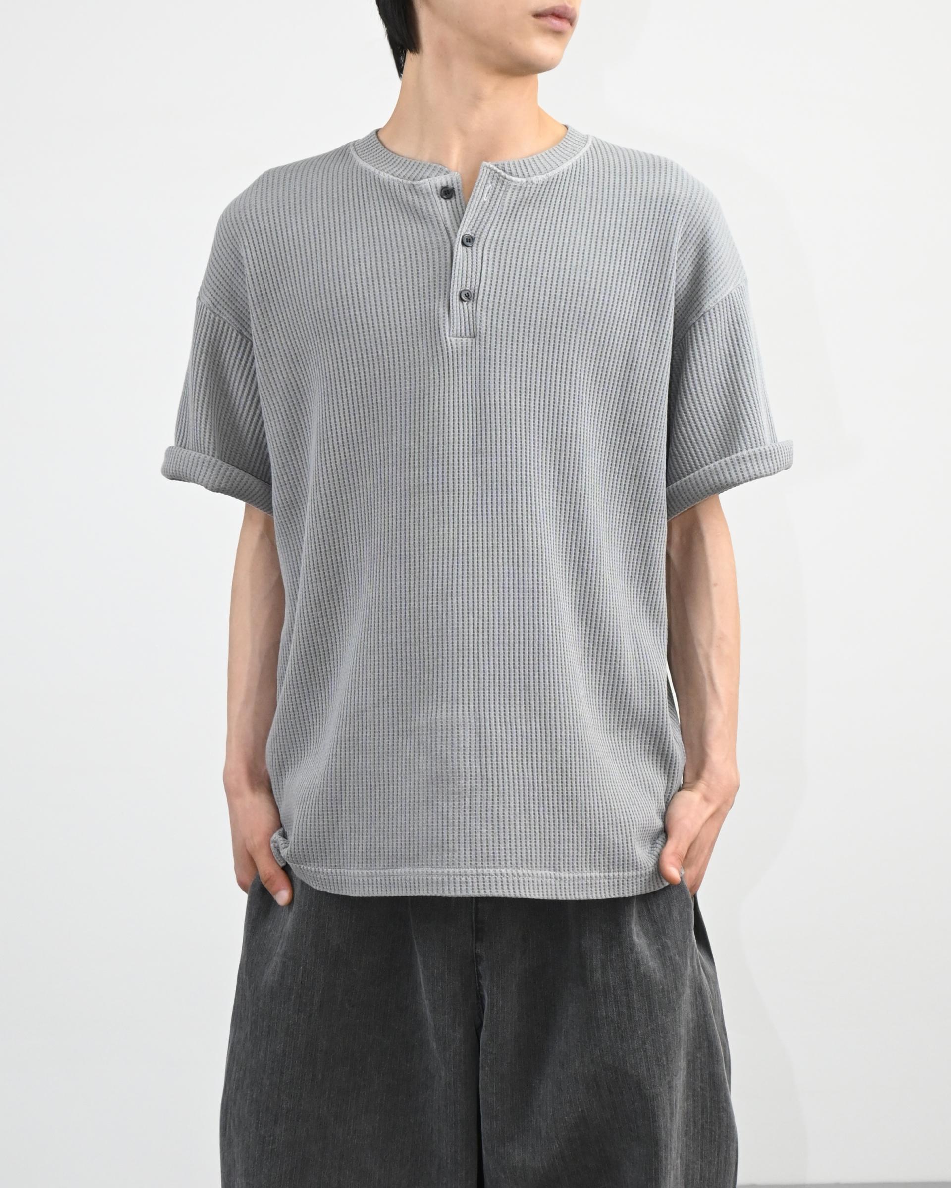 【ANGLAN】Waffle Pigment Over Half Tee ANGLAN】Waffle Pigment Over Half Tee